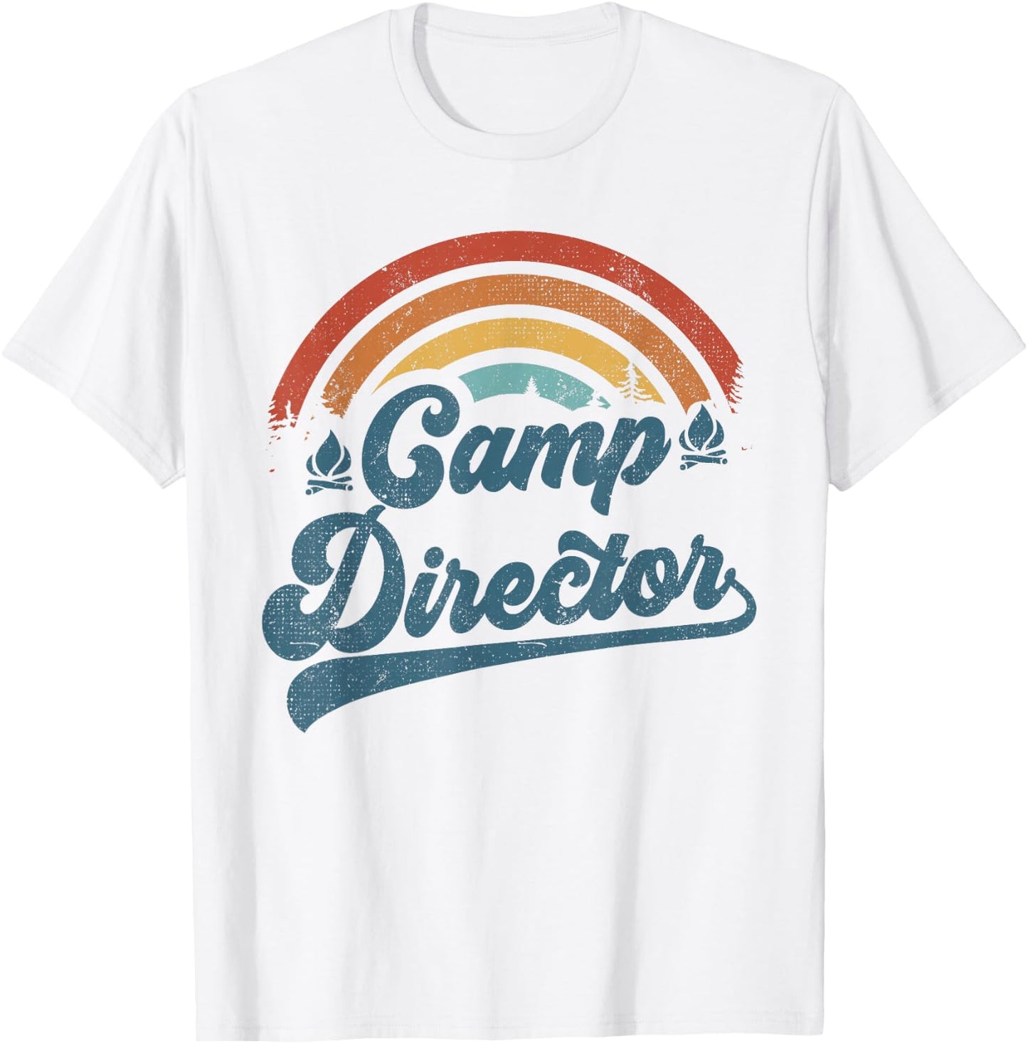 Summer Camp Director Staff Groovy Rainbow Camp Counselor T-Shirt - T-Shirt | White