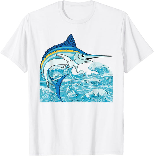 Swordfish Marlin Fish Saltwater Fishing Sea Animal Fisherman T-Shirt - T-Shirt | White