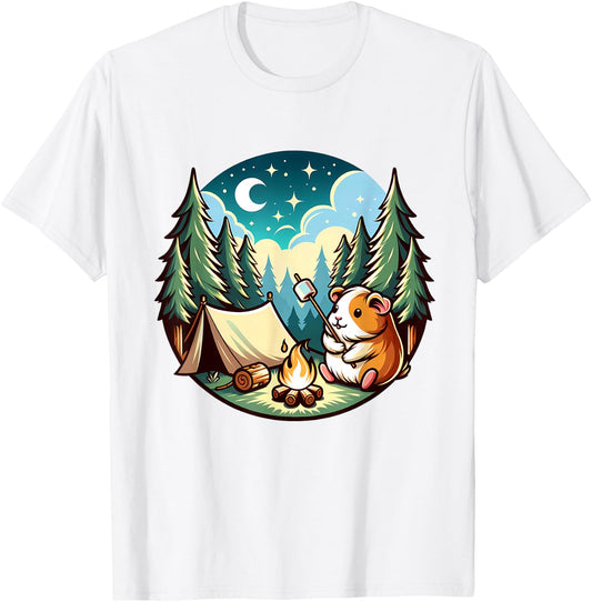 Funny Guinea Pig Camping Cute Guinea Pigs Pets Women Men T-Shirt - T-Shirt | White