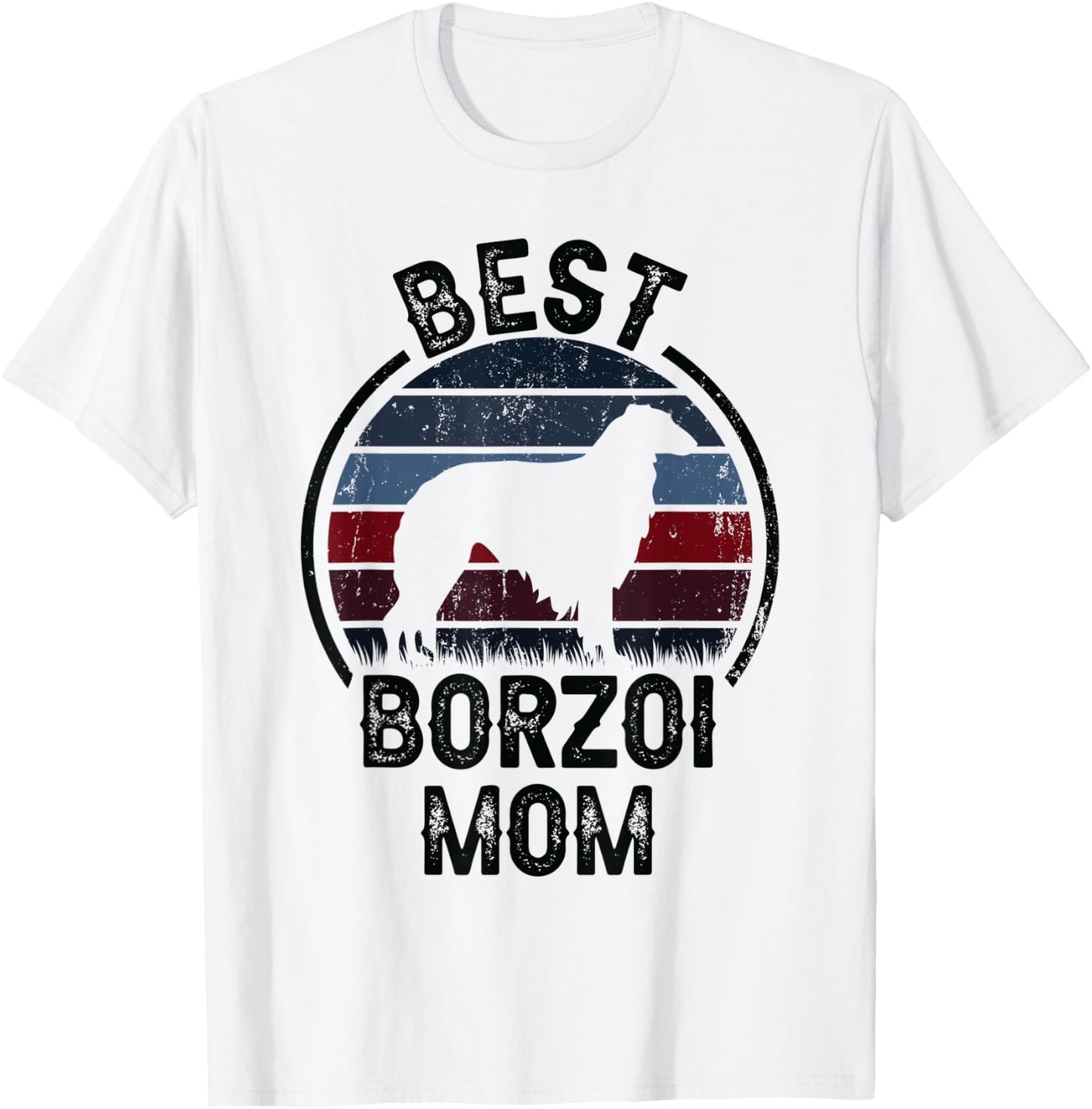 Best Dog Mother Mom - Vintage Borzoi T-Shirt - T-Shirt | White