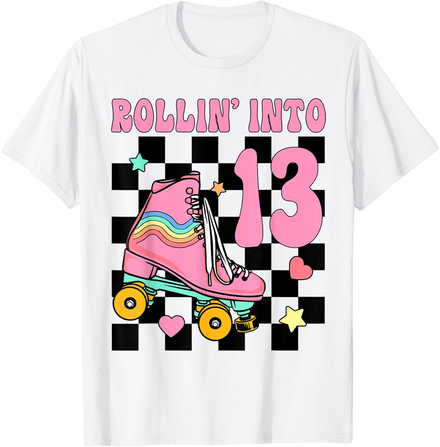 Rolling Into 13 Years Old Roller Skating Girl 13th Birthday T-Shirt - T-Shirt | White