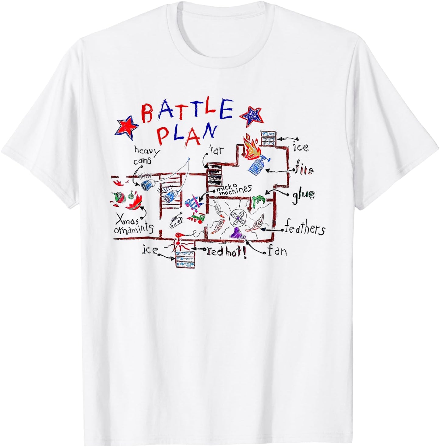 Funny Battle Plan Christmas Home Kids Hand Dawn Alone Xmas T-Shirt - T-Shirt | White