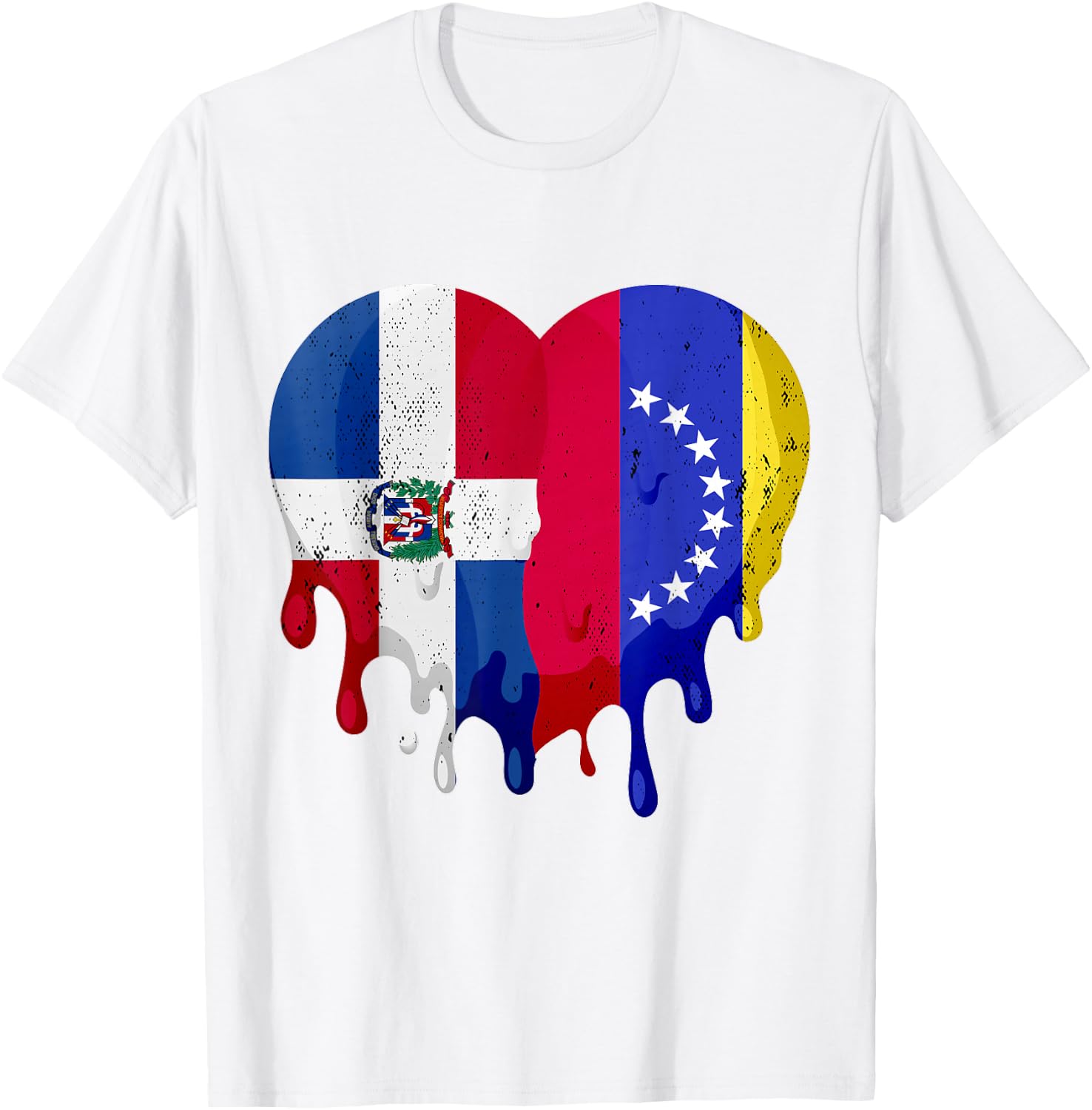 Dominican Republic Venezuela Flag Heart Citizen Patriot T-Shirt - T-Shirt | White