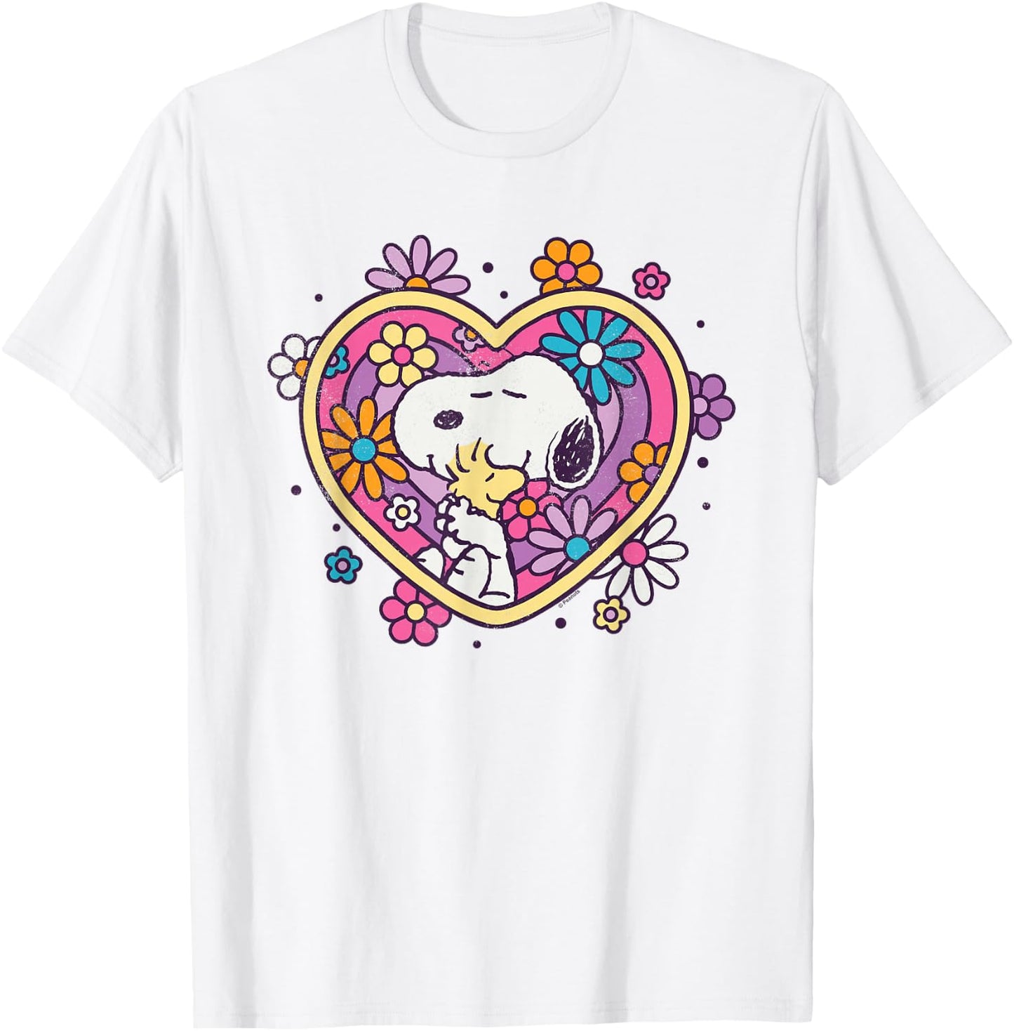 Peanuts - Hug Heart Flowers T-Shirt - T-Shirt | White