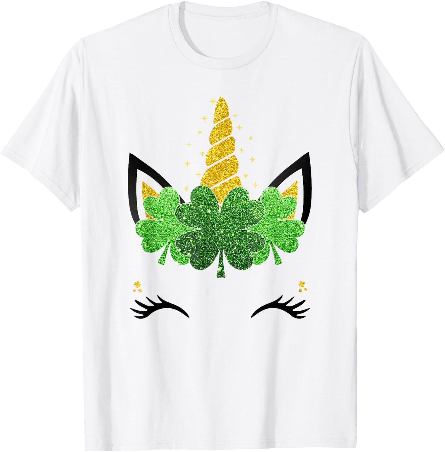 Unicorn Face St Patrick's Day Girls Kids Women T-Shirt - T-Shirt | White