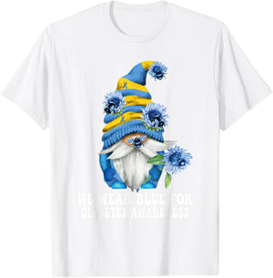 In November We Wear Blue Gnome Diabetes Awareness Month T-Shirt - T-Shirt | White