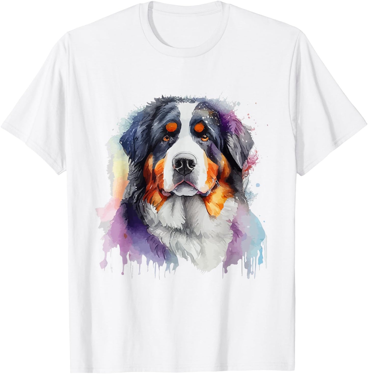 Bernese Mountain Dog Colorful Pop Art Tie Dye Tri Color T-Shirt - T-Shirt | White