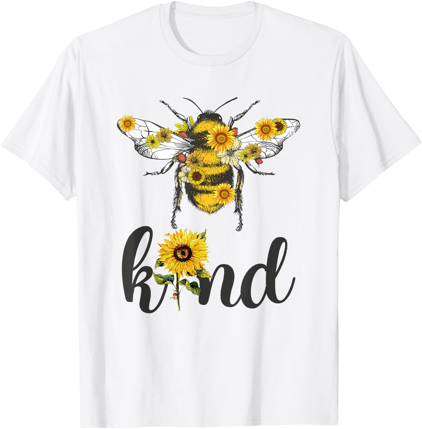 Cool Bee Kind Flower Funny Bumble Bee Women Girls T-Shirt - T-Shirt | White