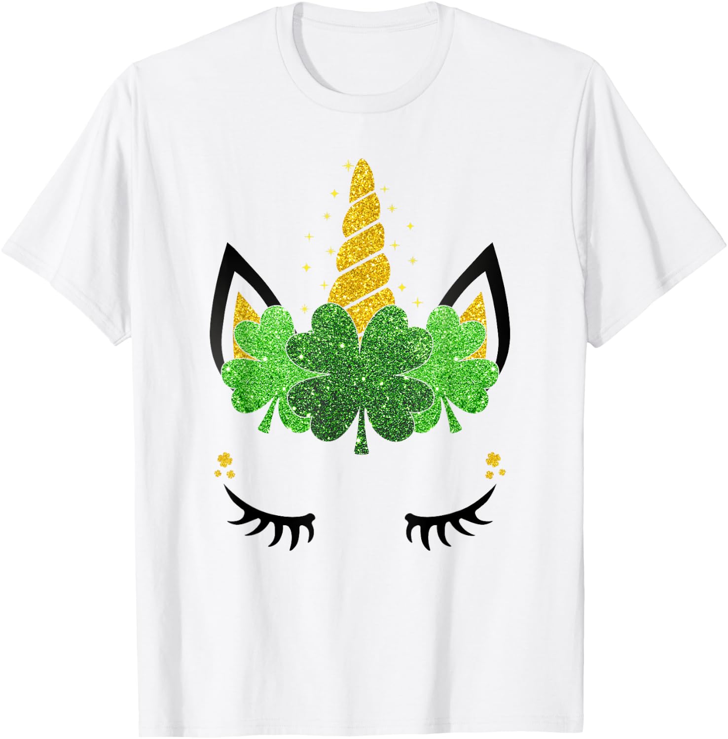 Unicorn Face St Patrick's Day Girls Kids Women T-Shirt - T-Shirt | White