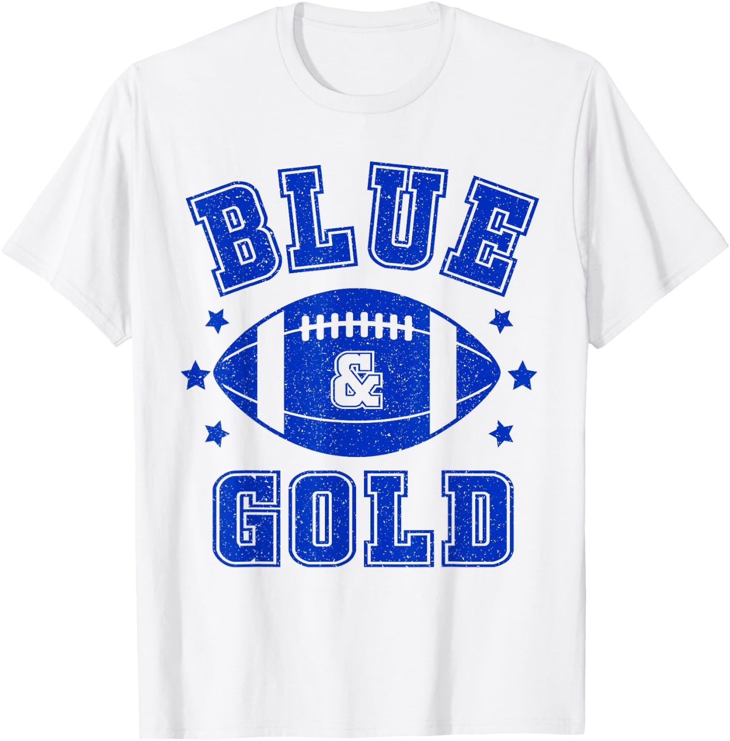 On Gameday Football We Wear Blue And Gold School Spirit T-Shirt - T-Shirt | White