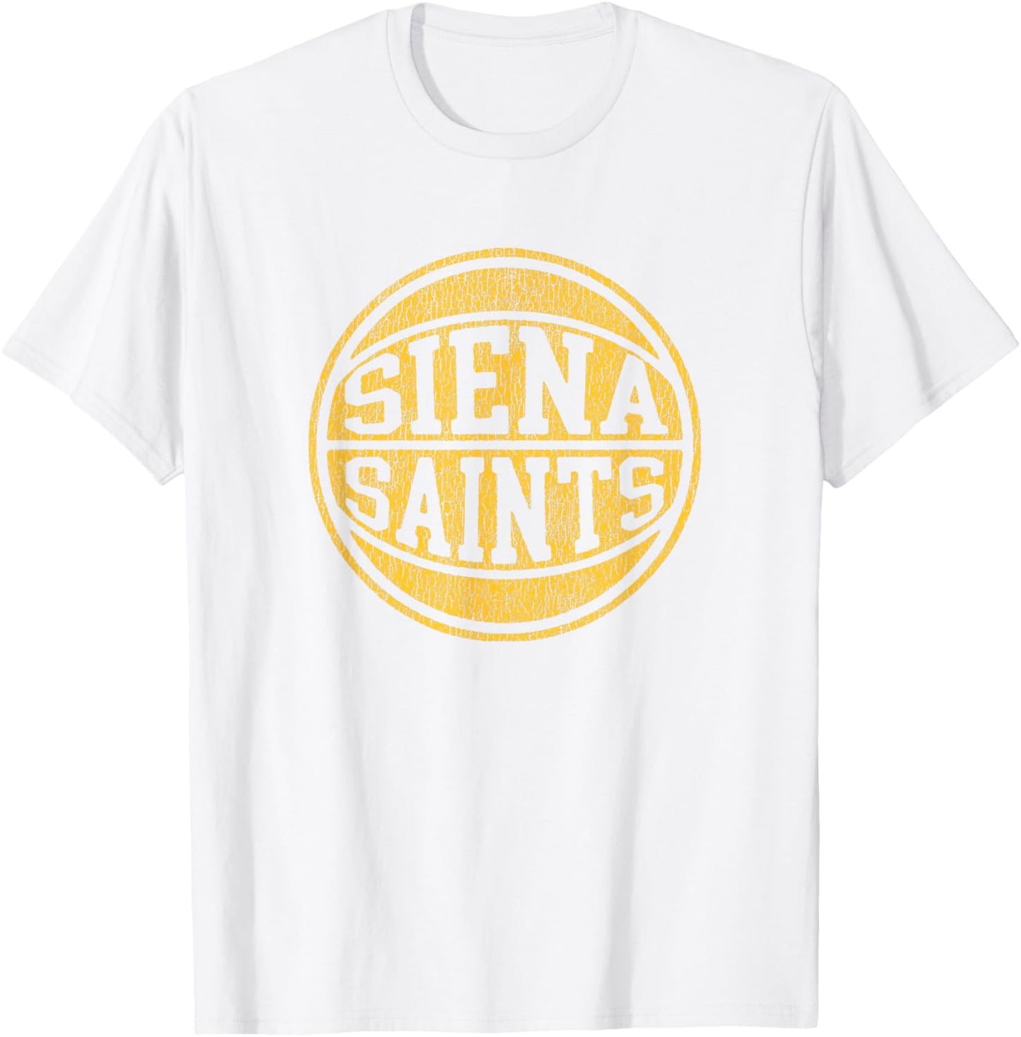 Siena College Distressed Vintage 70s Basketball T-Shirt - T-Shirt | White