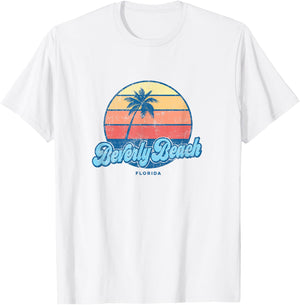 Vintage Beverly Beach Florida FL Classic 70s Retro Surfer T-Shirt - T-Shirt | White