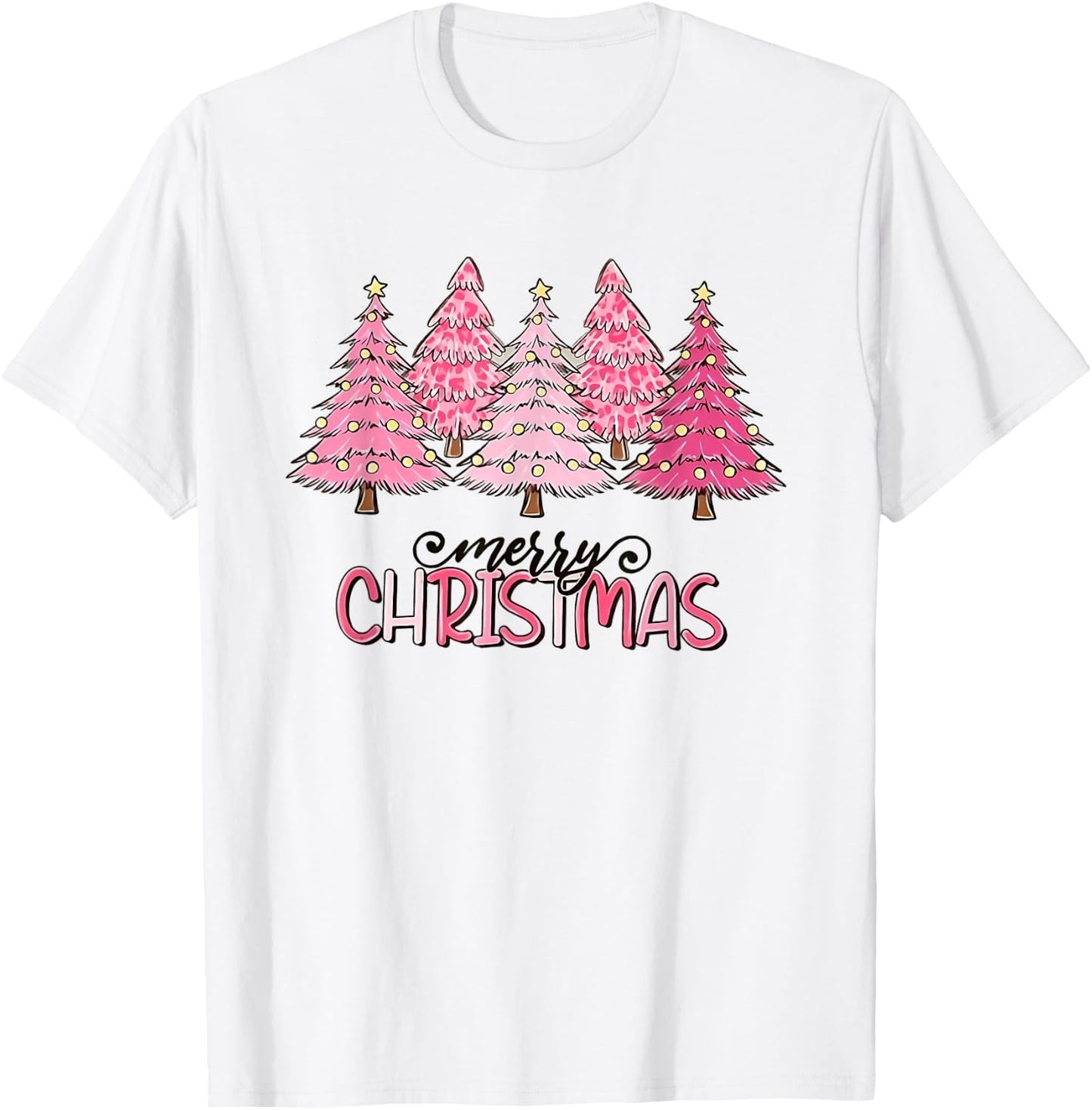 Merry Christmas Pink Christmas Tree Pink Christmas Costume T-Shirt - T-Shirt | White
