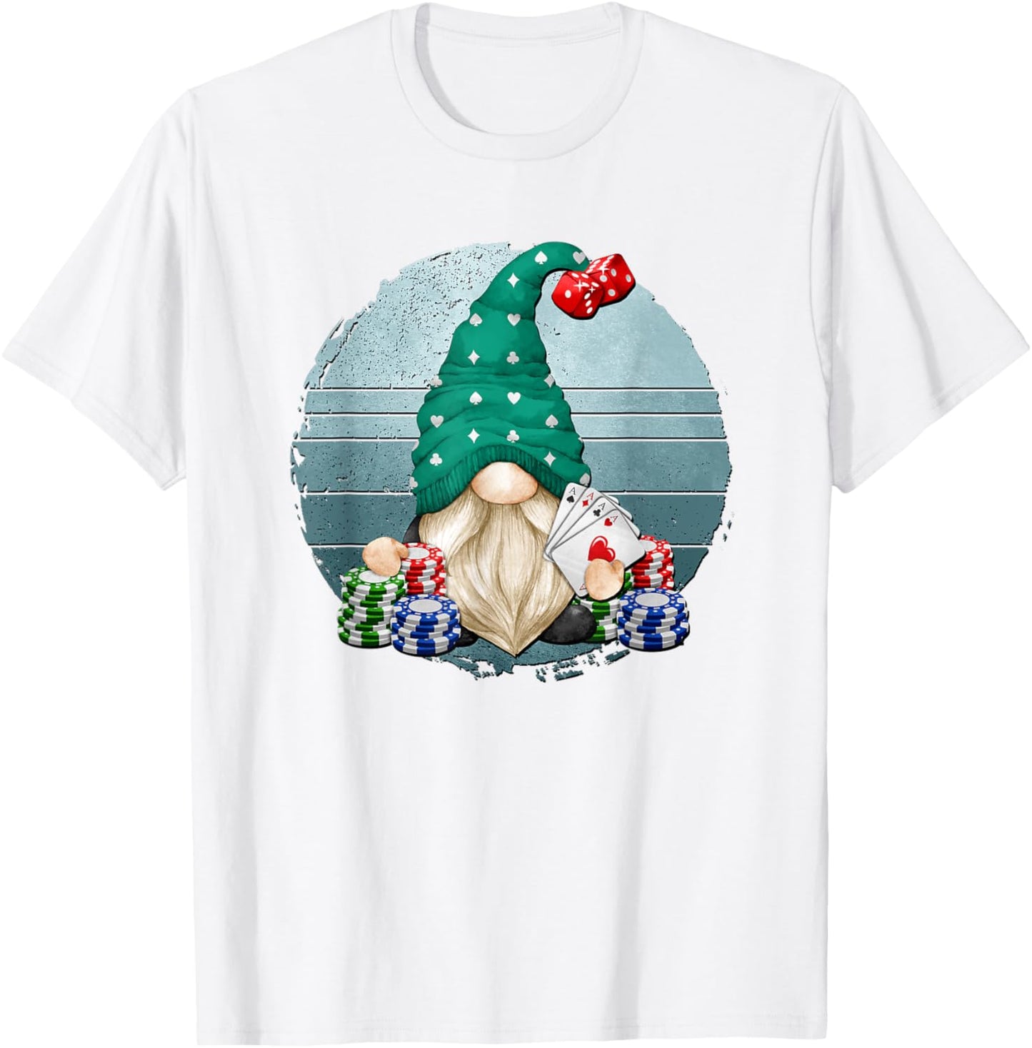 Funny Casino Gnome Las Vegas Trip Vintage Graphic T-Shirt - T-Shirt | White