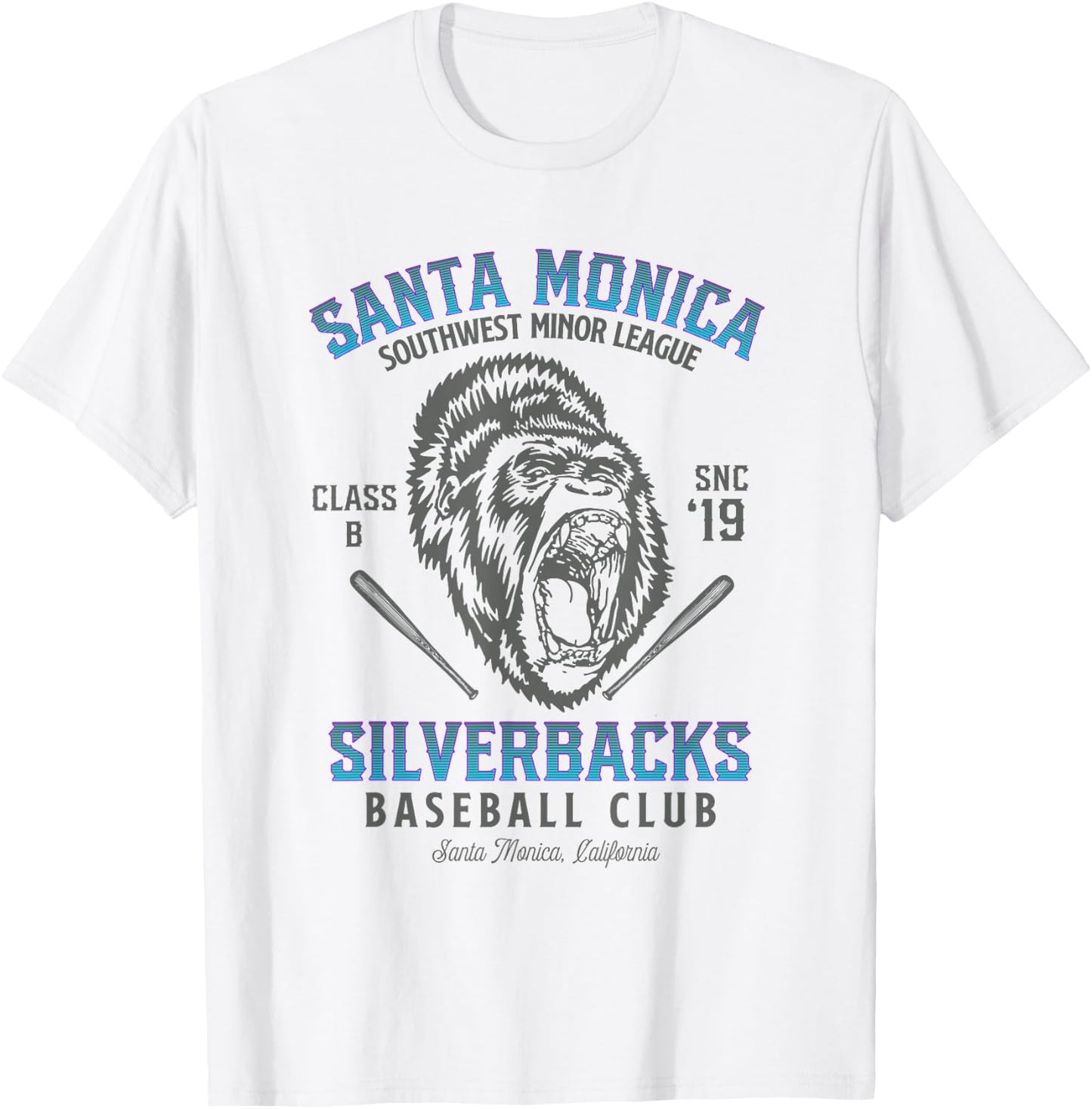 Santa Monica Silverbacks Minor League Retro Baseball Team T-Shirt - T-Shirt | White