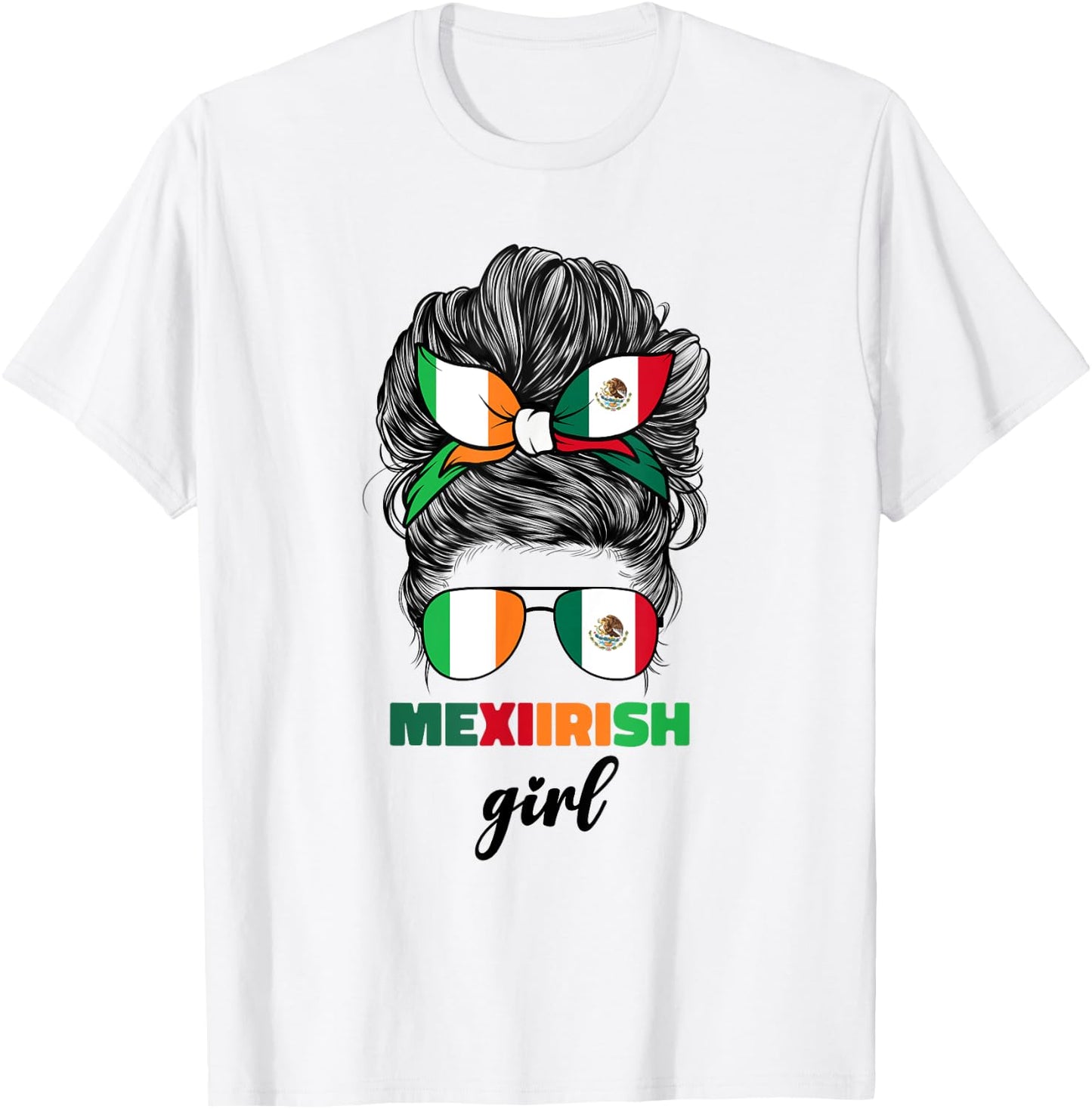Half Mexican And Irish Mexico Ireland Flag Girl T-Shirt - T-Shirt | White