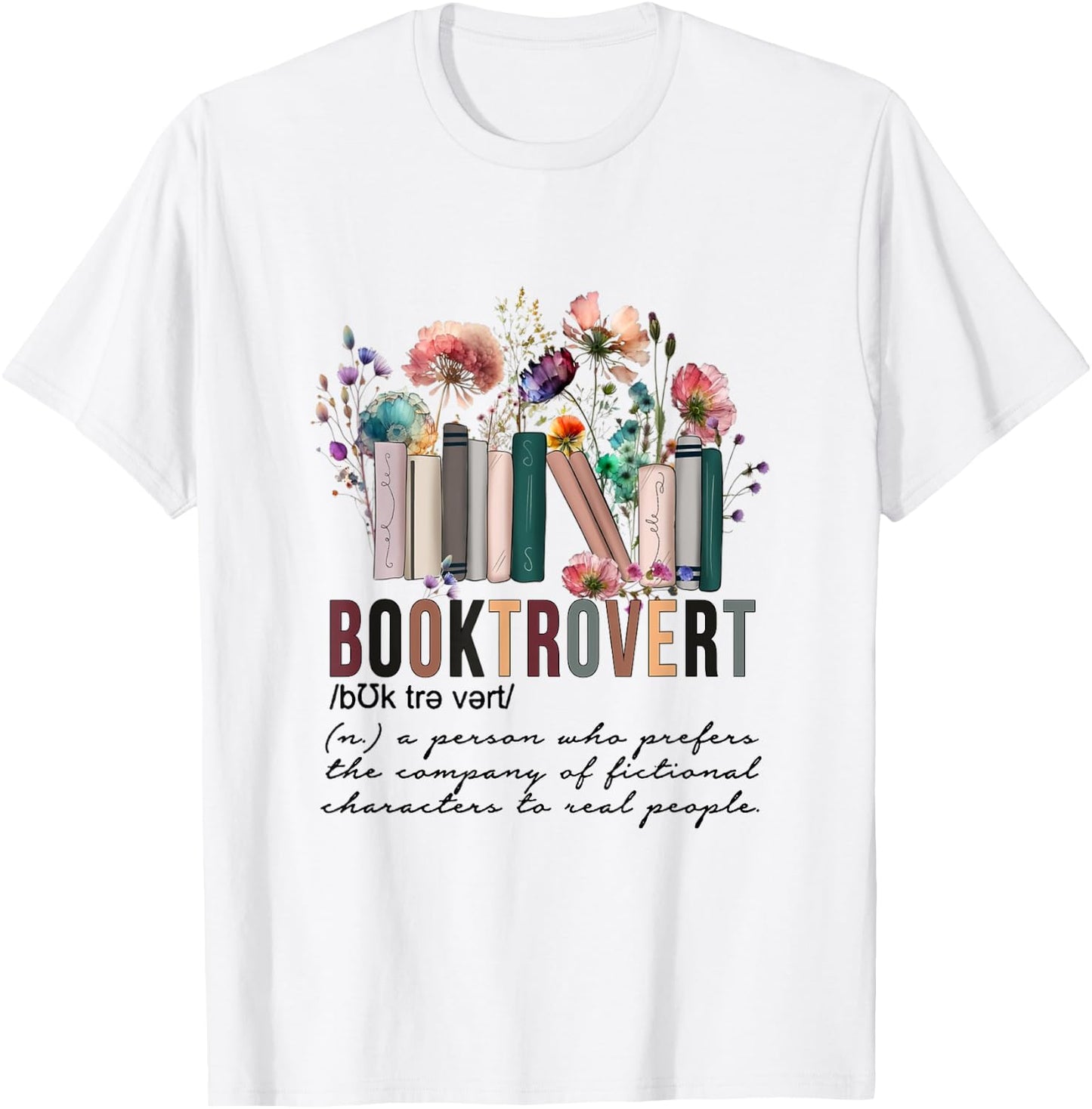 Floral Booktrovert Wildflowers Bookworm Reading Book Lovers T-Shirt - T-Shirt | White