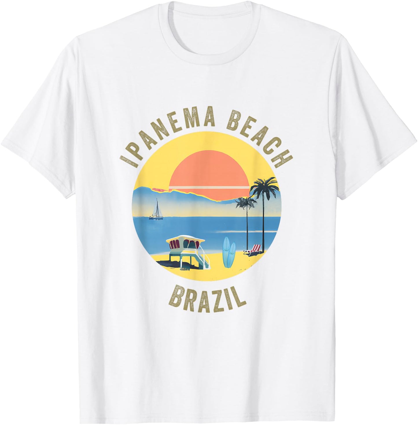 Ipanema Beach Souvenir Apparel - Retro Vintage Ipanema Beach T-Shirt - T-Shirt | White