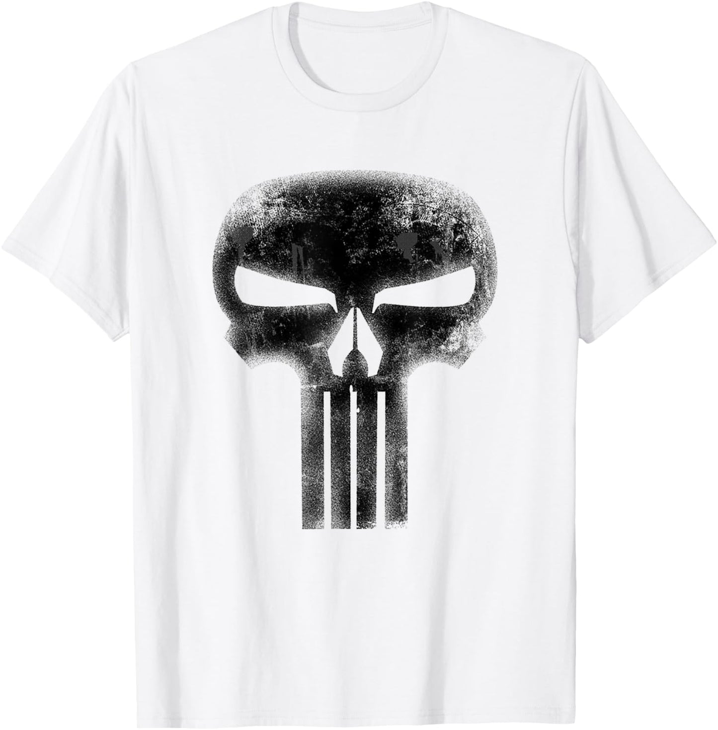 Marvel Comics Retro Classic The Punisher Black Skull Logo T-Shirt - T-Shirt | White