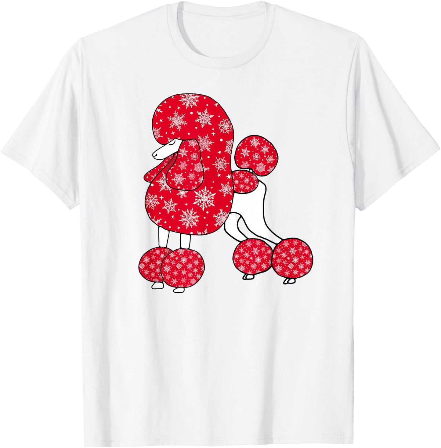 Cute Christmas Poodle For Standard Poodle Lovers T-Shirt - T-Shirt | White