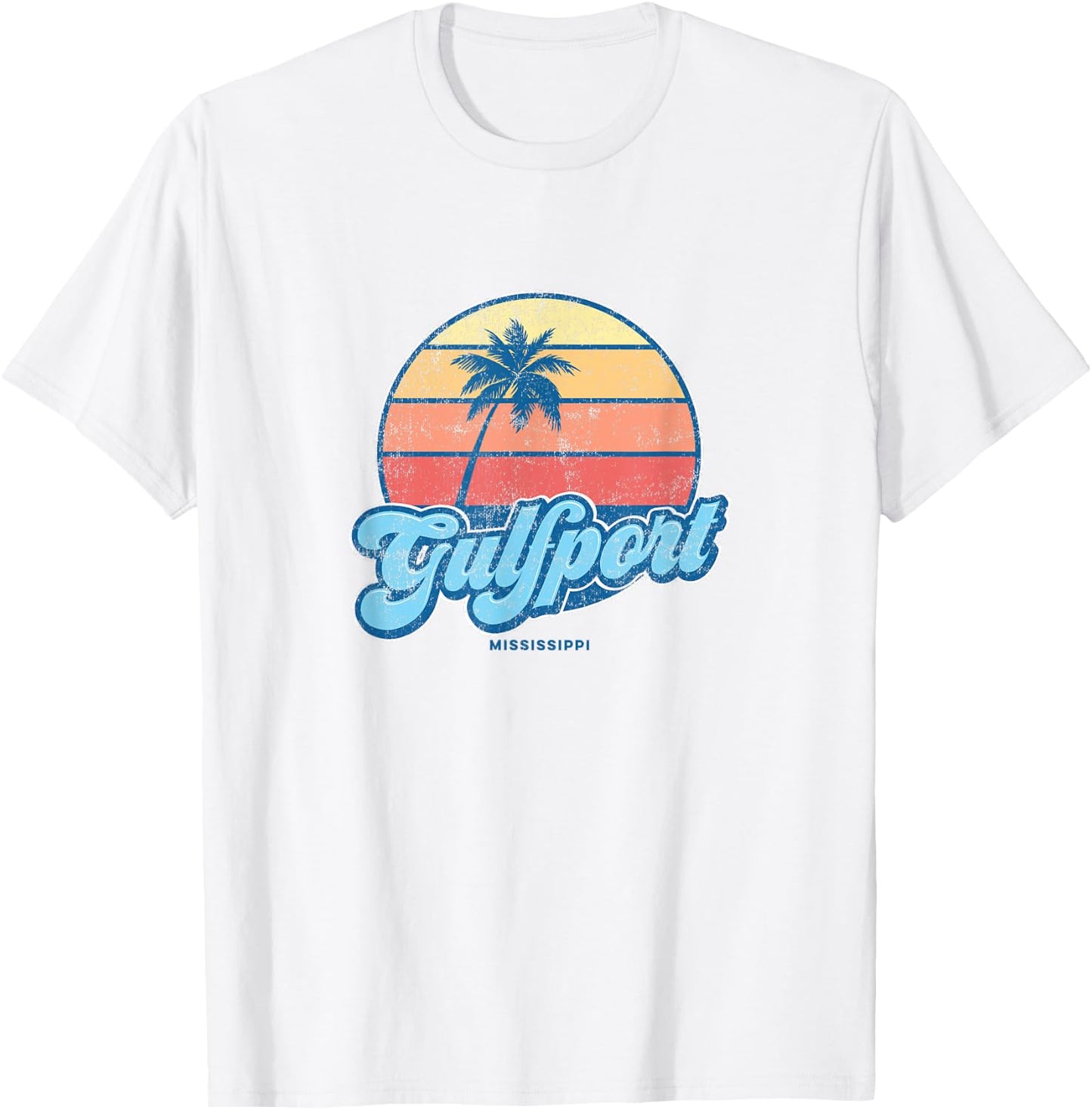 Vintage Gulfport Mississippi MS Classic 70s Retro Surfer T-Shirt - T-Shirt | White
