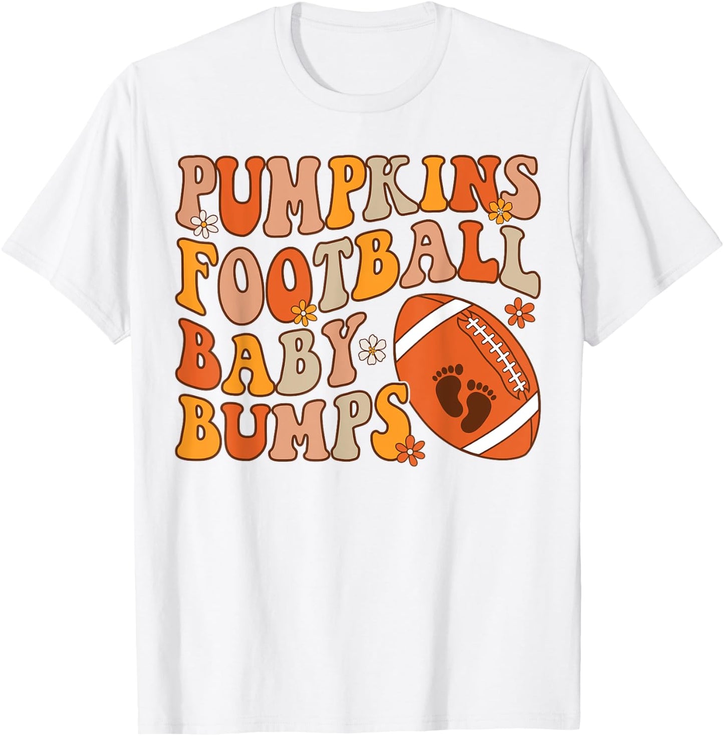 Pumpkins Football Baby Bumps Pregnancy Announcement Fall T-Shirt - T-Shirt | White
