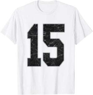 Number 15 Numbered Uniform Sports Team Jersey 15th Birthday T-Shirt - T-Shirt | White