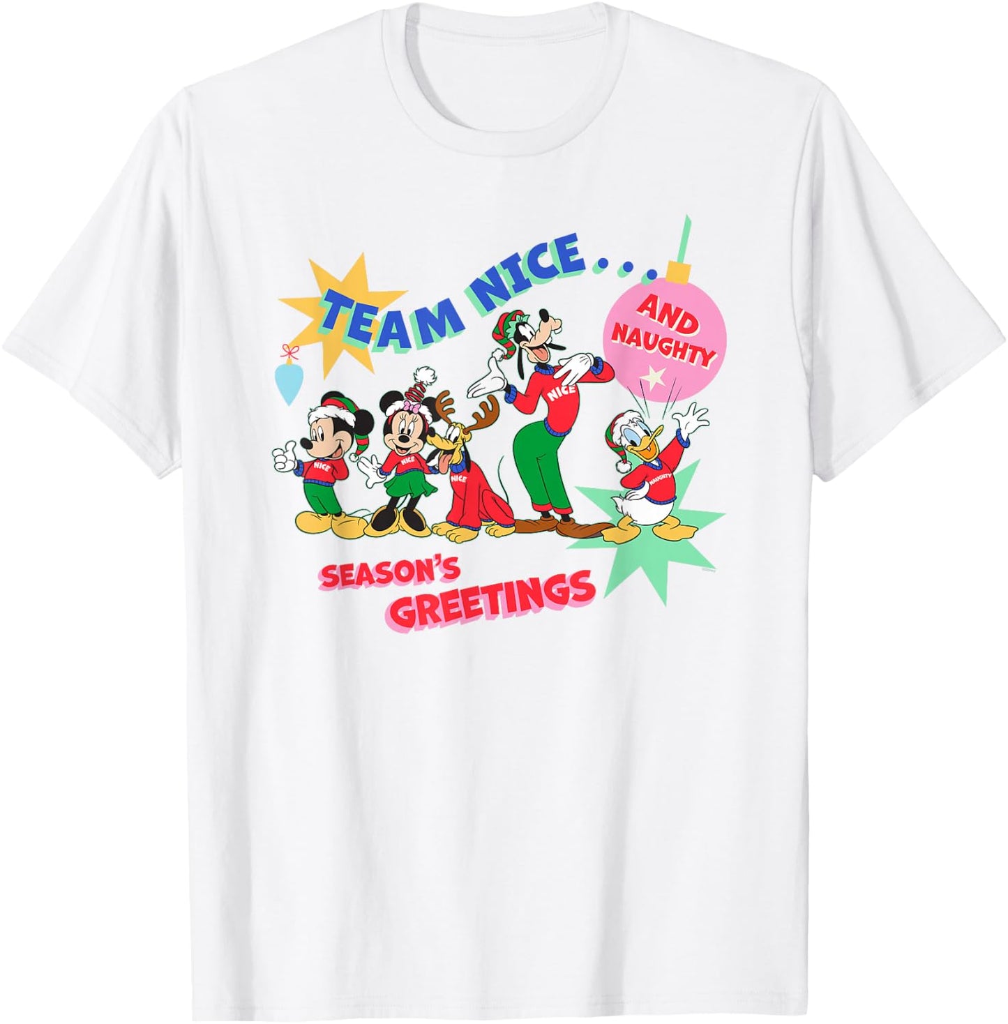 Disney Mickey & Pals Christmas Holiday Team Nice…and Naughty T-Shirt - T-Shirt | White