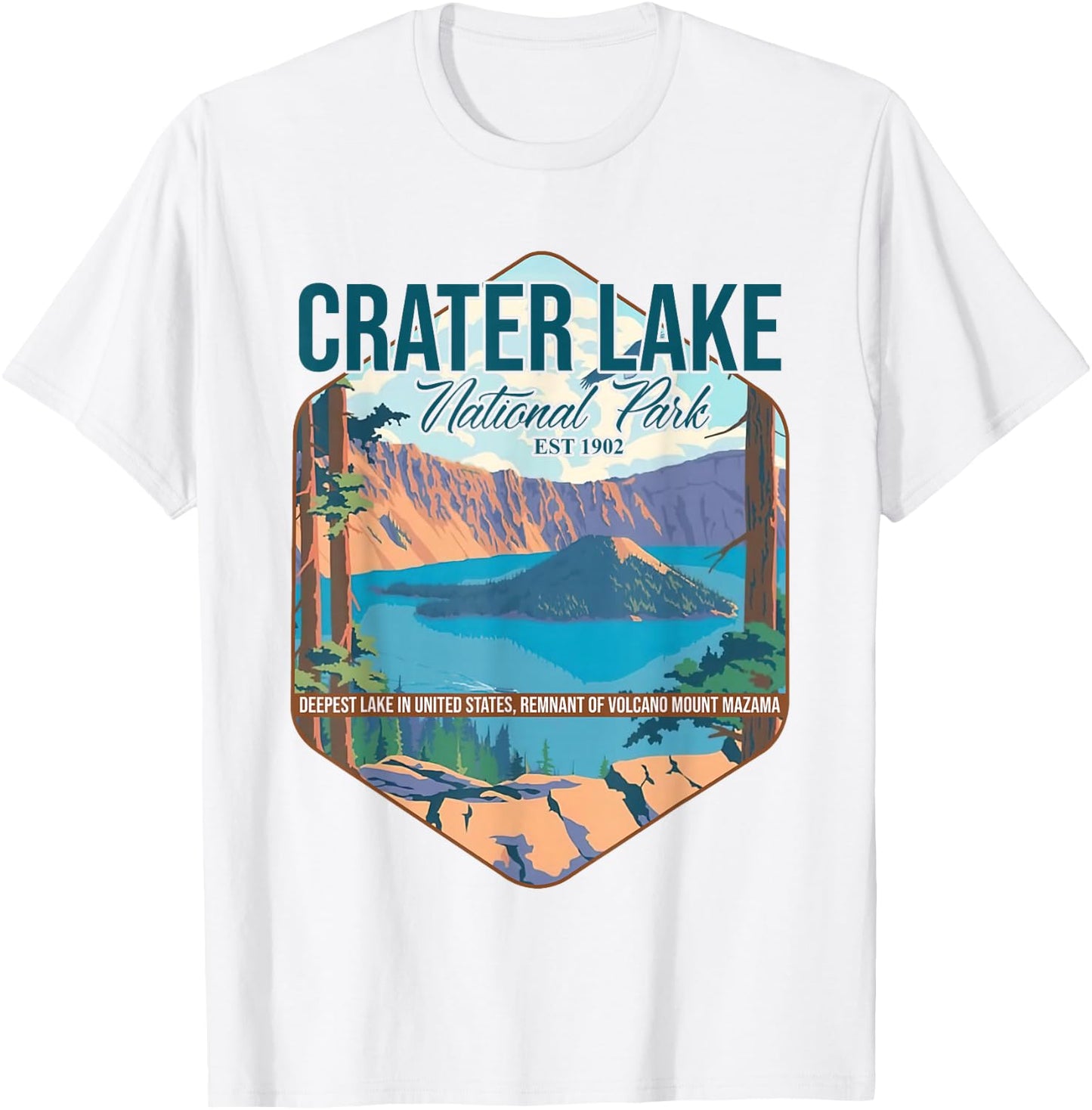 Camper Nature Lover Camping Hiking Crater Lake National Park T-Shirt - T-Shirt | White