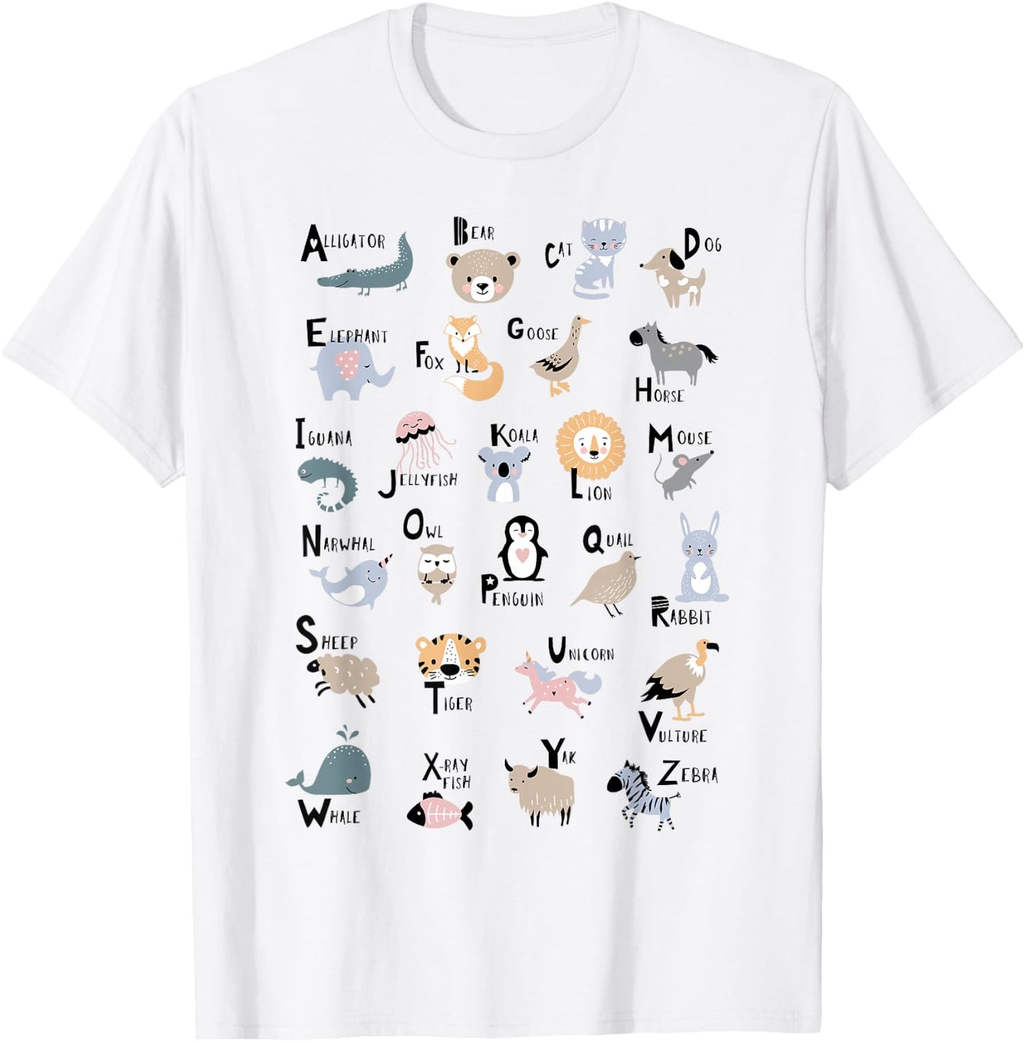 ABC Animals Identification A-Z Types Of Zoo Animals Alphabet T-Shirt - T-Shirt | White