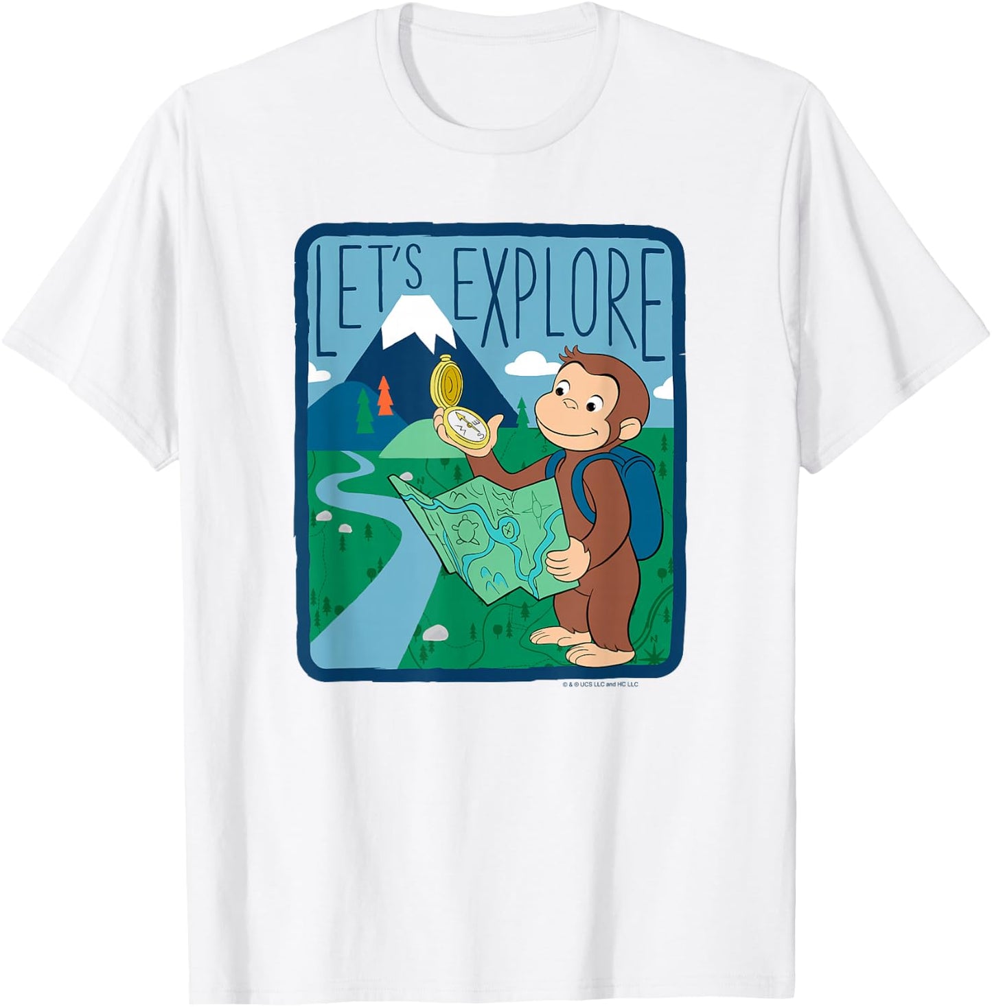 Curious George Let's Explore Outdoor George Map T-Shirt - T-Shirt | White