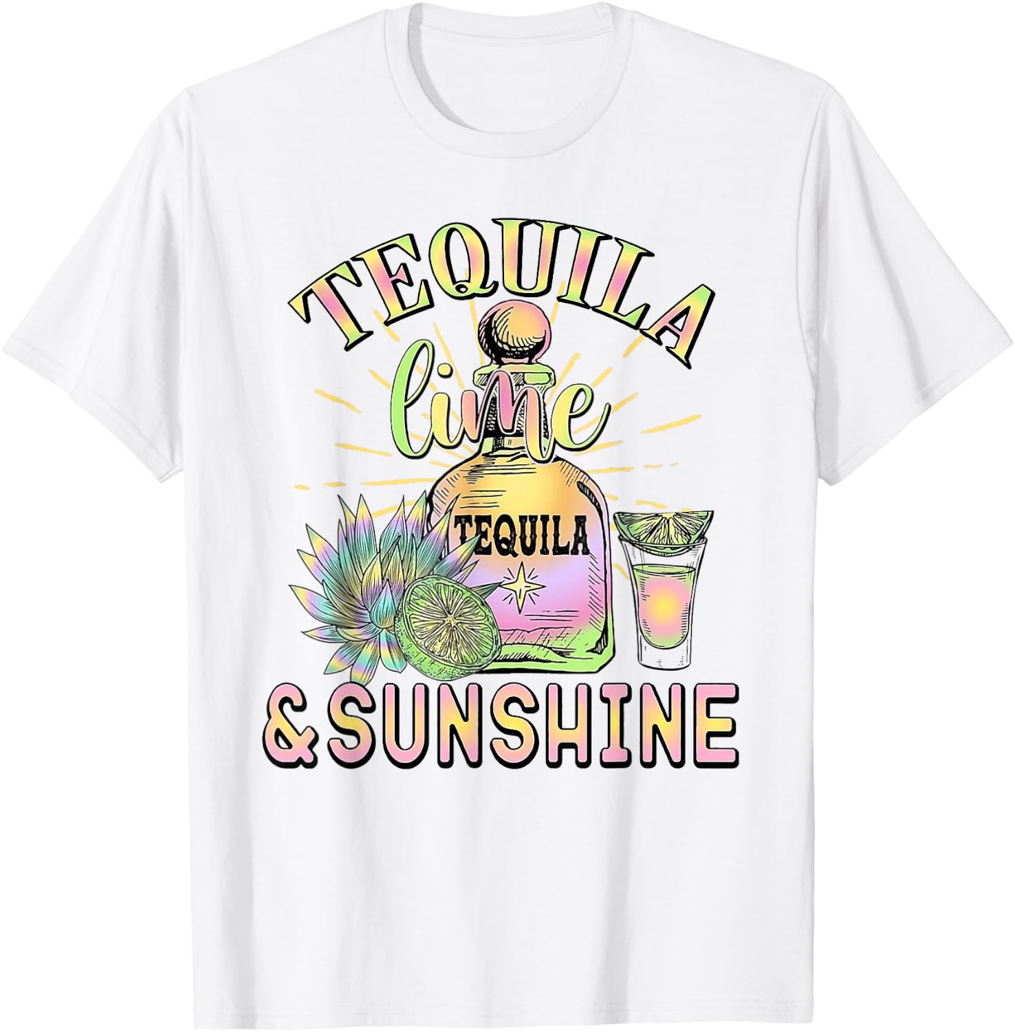 Tequila Lime And Sunshine Funny Beach Summer Vacation Travel Women T-Shirt - T-Shirt | White