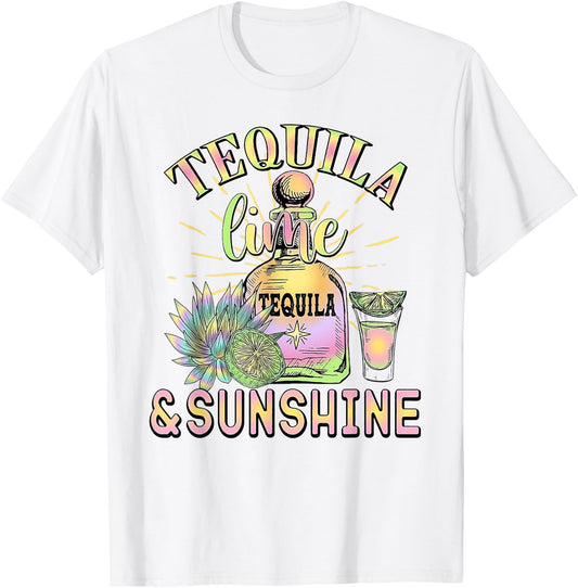 Tequila Lime And Sunshine Funny Beach Summer Vacation Travel Women T-Shirt - T-Shirt | White