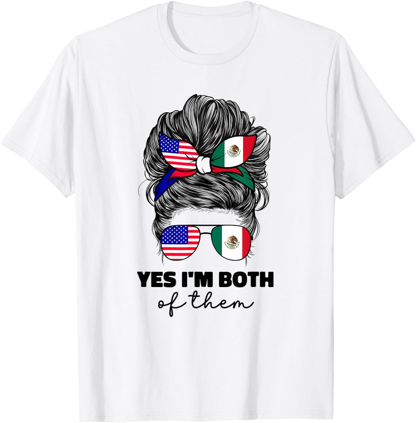 Half Mexican and American Mexico America USA Flag Girl Women T-Shirt - T-Shirt | White