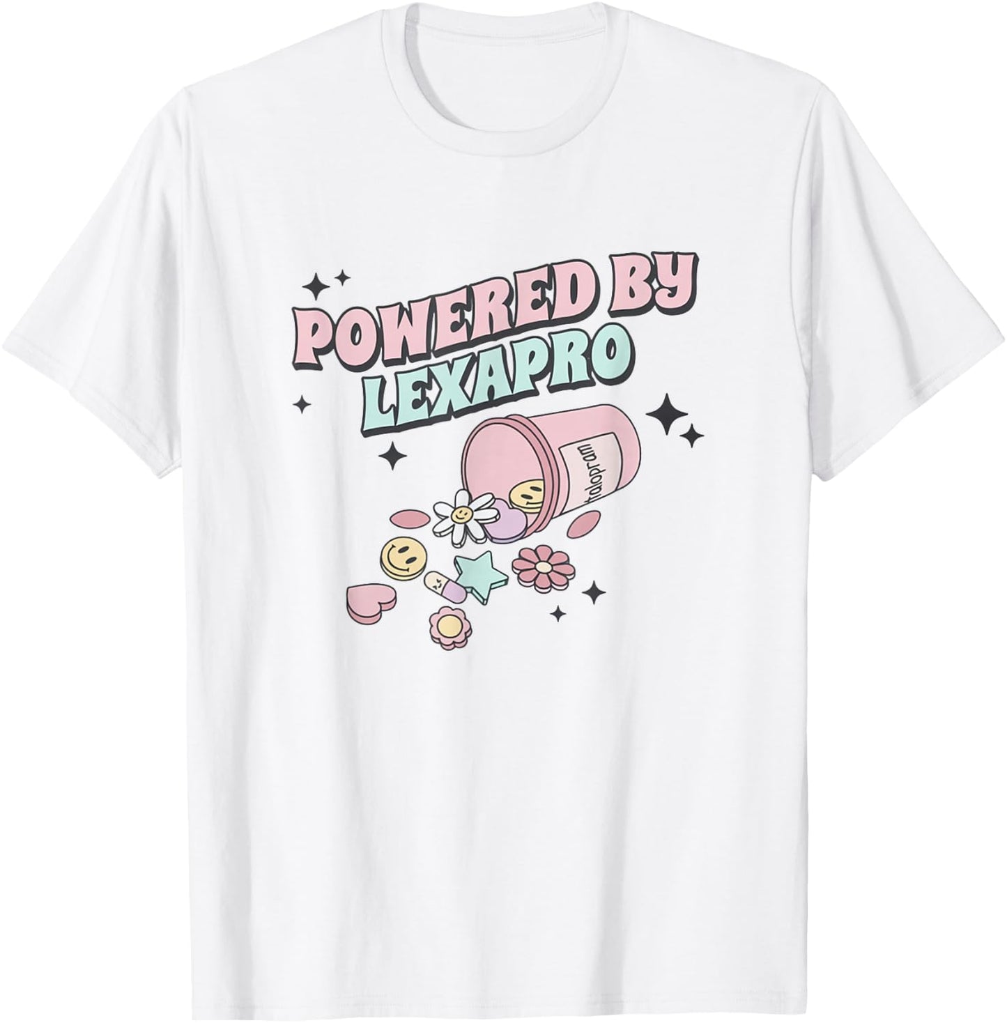 Powered by Lexapro Retro Mental Health Take Your Meds T-Shirt - T-Shirt | White