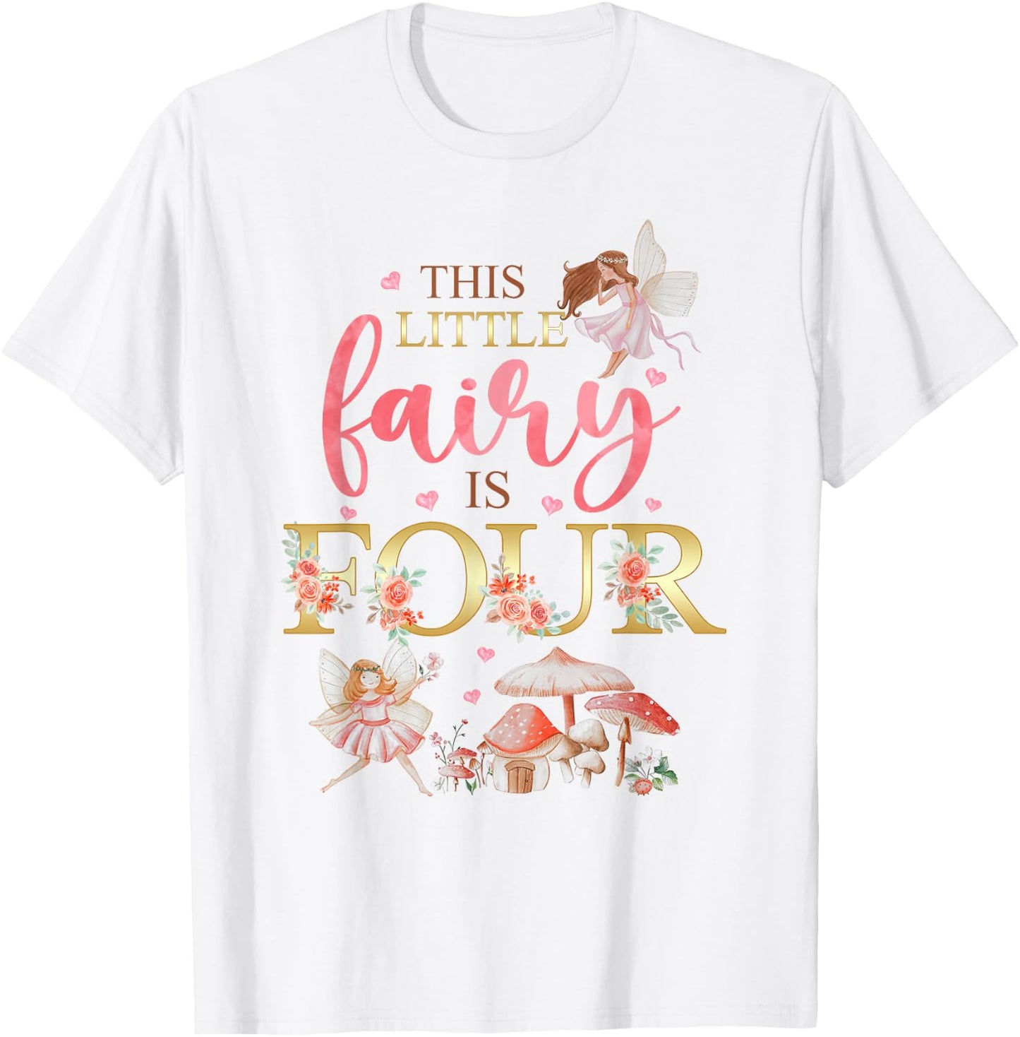 Wildflower Garden Fairy Floral 4th Birthday Shirt Girl T-Shirt - T-Shirt | White