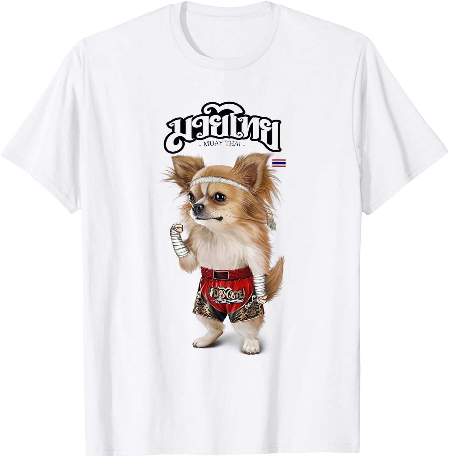 Chihuahua Dog as Muay Thai Kick Boxing Champion T-Shirt - T-Shirt | White