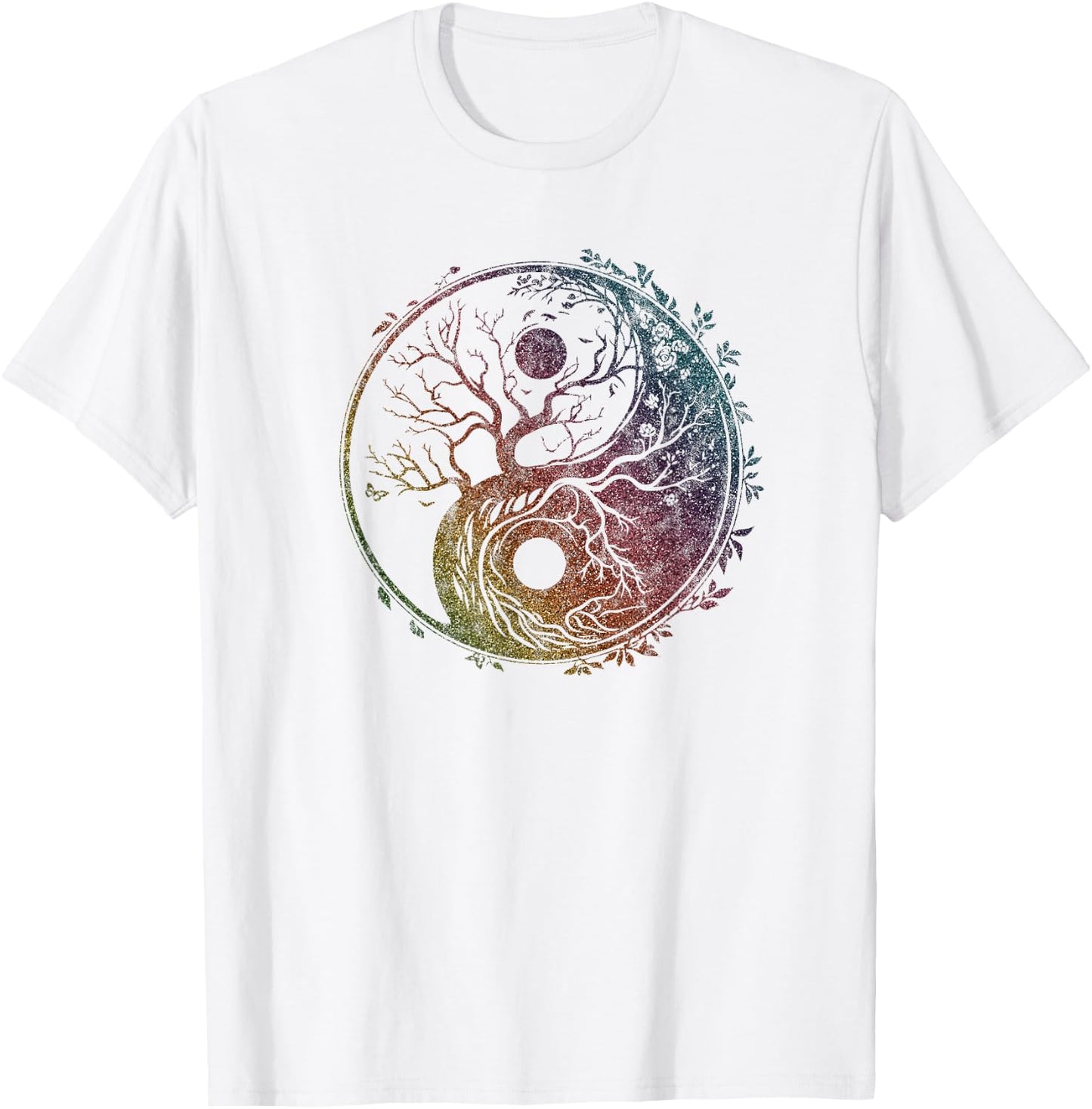 Yin Yang symbol, tree of life, Tai chi, Qigong, yoga, Taoism T-Shirt - T-Shirt | White