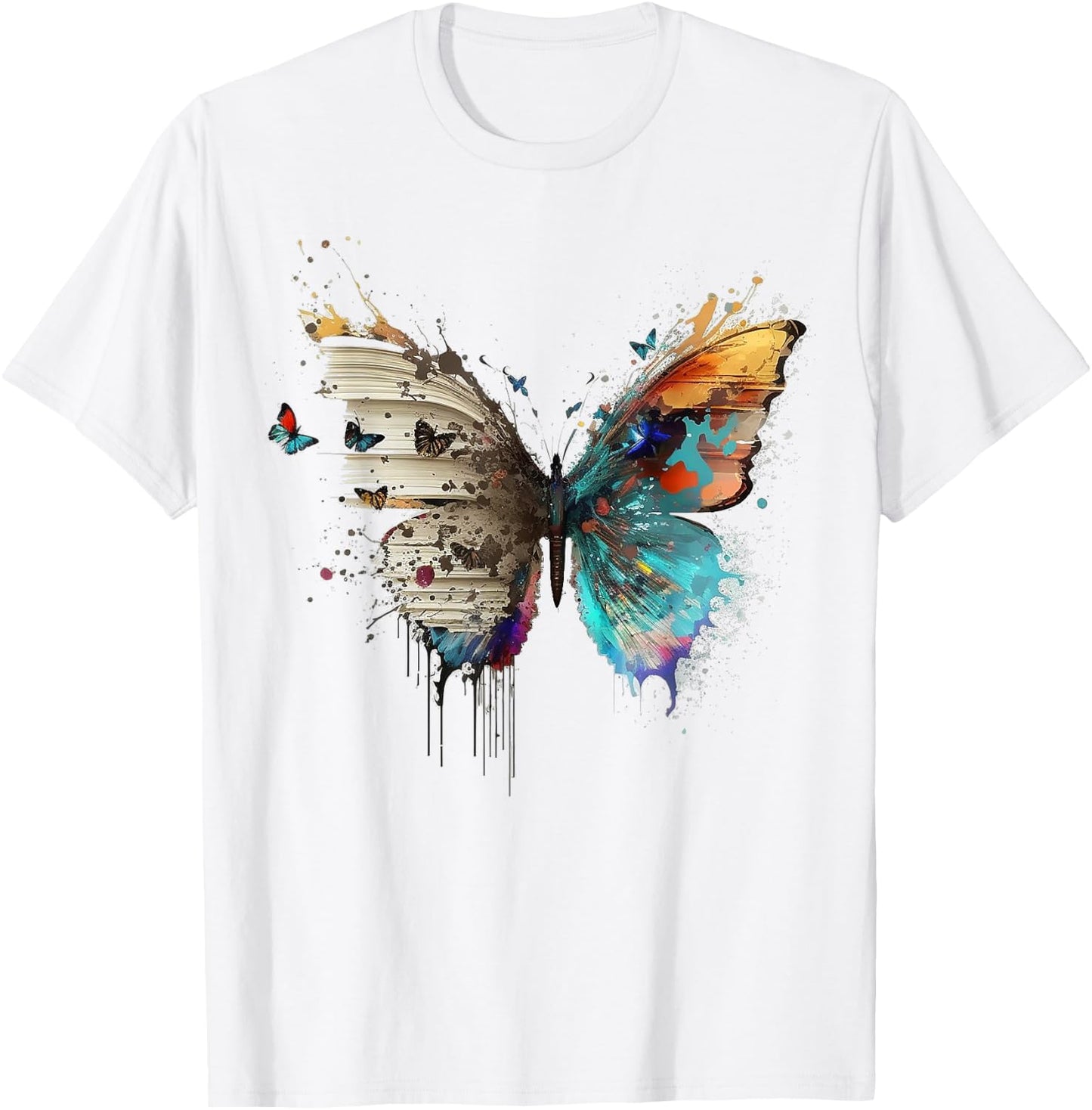 Art abstract butterfly animals book artwork T-Shirt - T-Shirt | White
