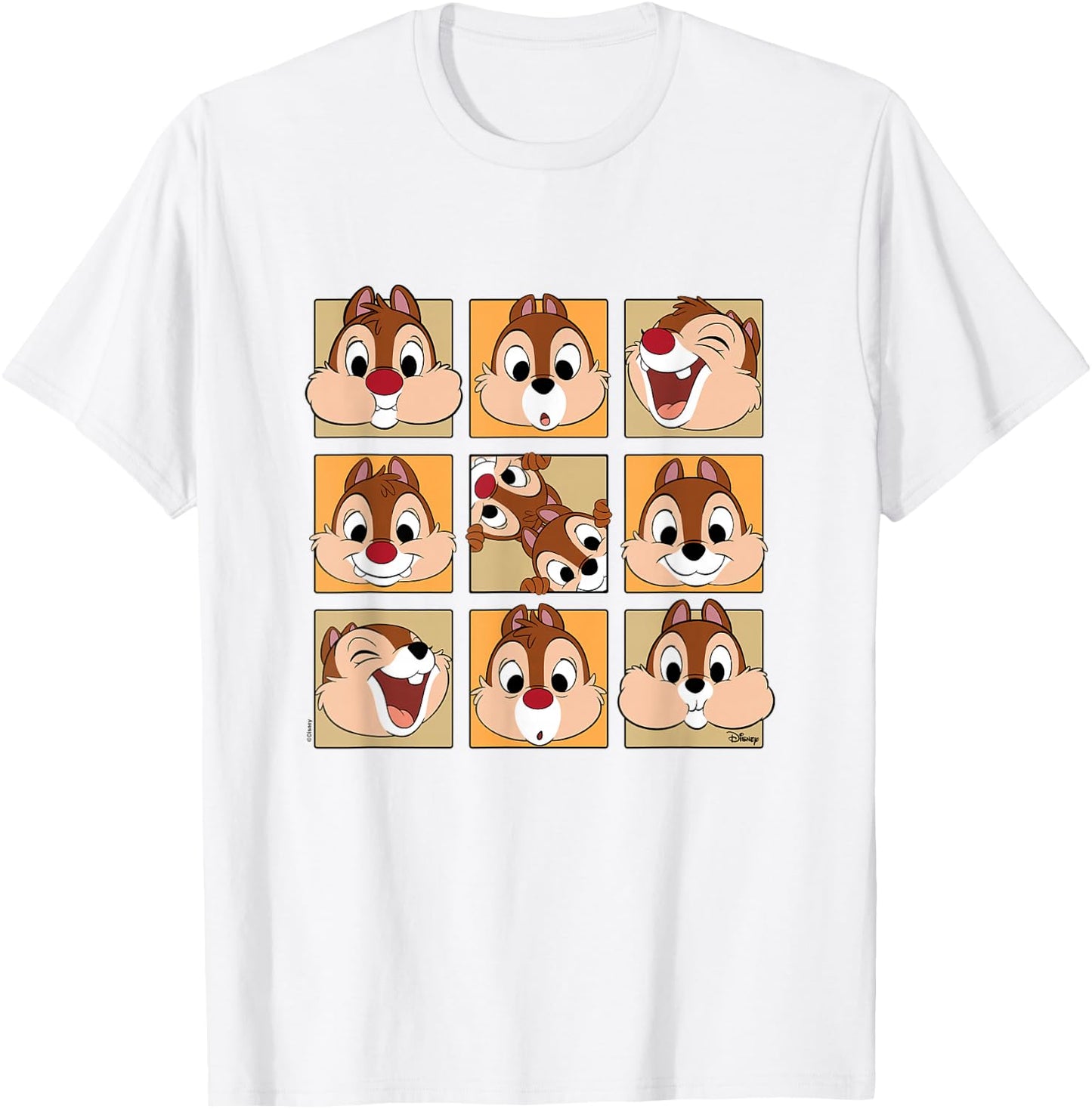Chip 'N Dale Rescue Rangers - Chip & Dale Face Grid T-Shirt - T-Shirt | White