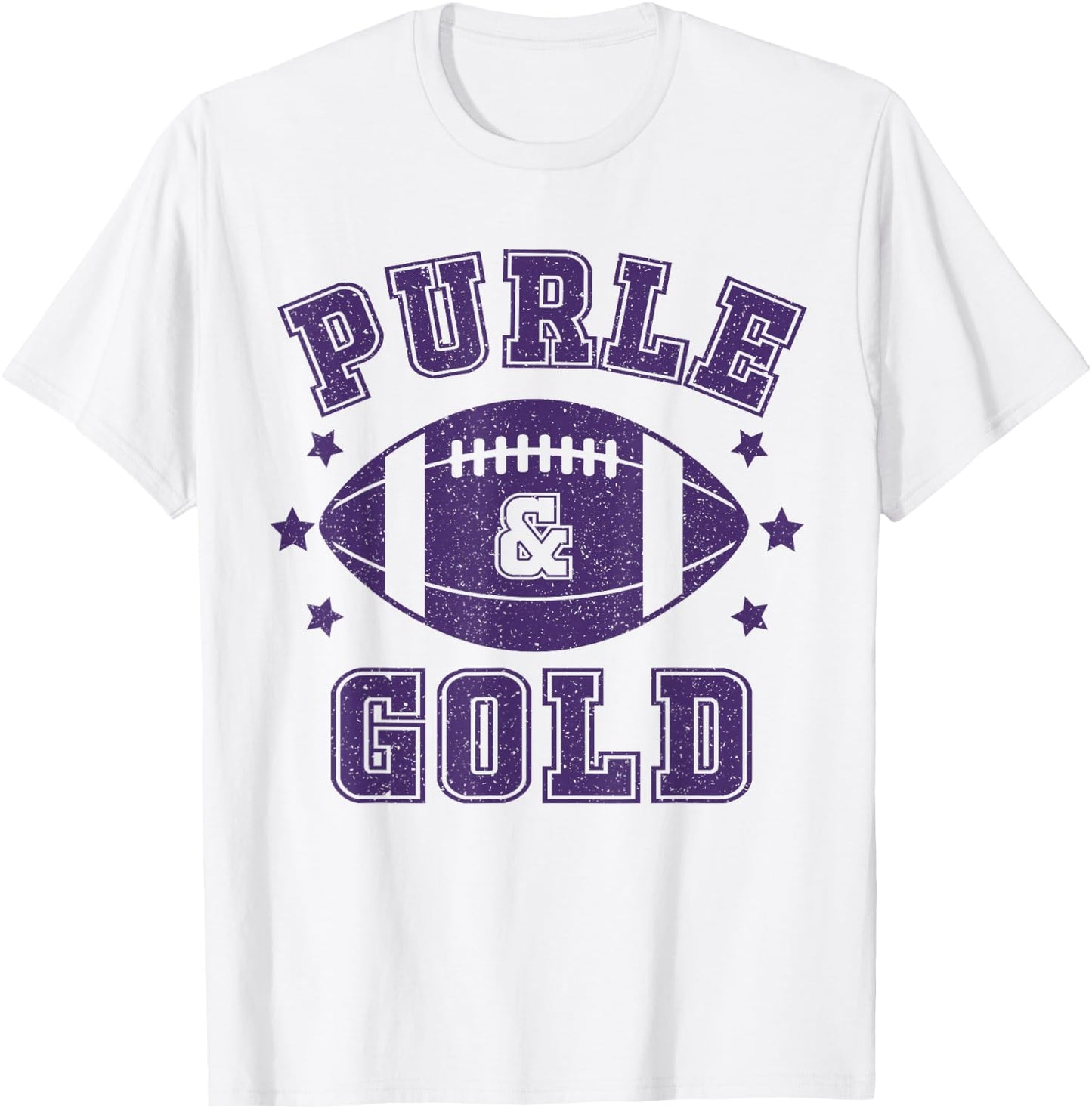 On Gameday Football We Wear Purple and Gold School Spirit T-Shirt - T-Shirt | White