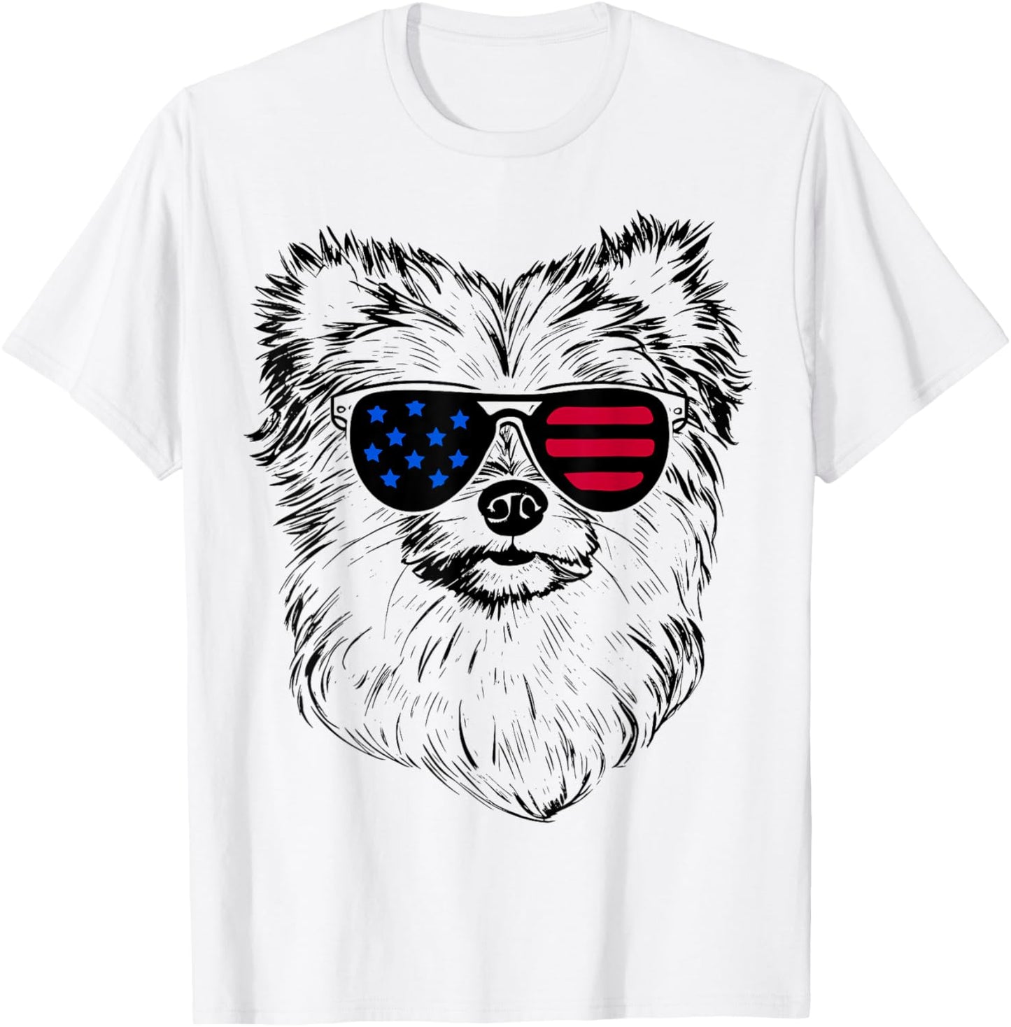 Aussiepom Dog 4th July America USA Flag Men Women Kids T-Shirt - T-Shirt | White