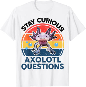 Kids I Stay Curious Axolotl Questions Funny Axolotl T-Shirt - T-Shirt | White
