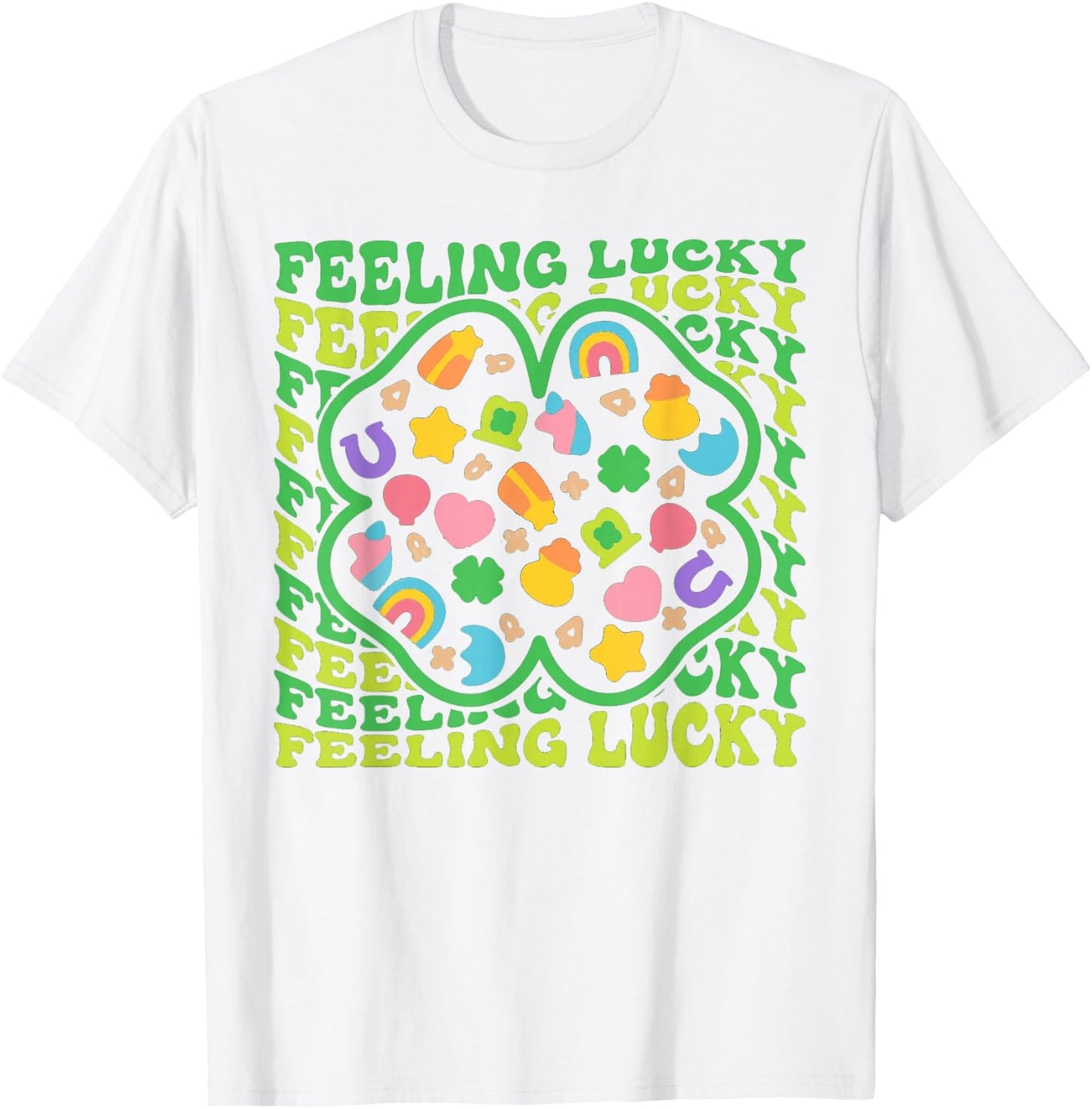 Feeling Lucky Charms St. Patrick's Day Irish Shamrock Clover T-Shirt - T-Shirt | White