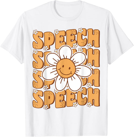 Groovy Retro Speech Language Pathologist Speech Therapist T-Shirt - T-Shirt | White