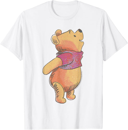 Disney Winnie The Pooh Looking Upwards With Joy Portrait T-Shirt - T-Shirt | White