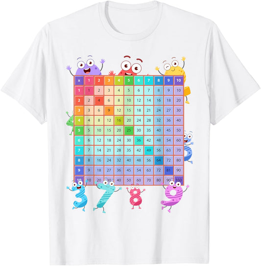 Maths Fancy Dress Idea For Kids & Kids Multiplication Square T-Shirt - T-Shirt | White