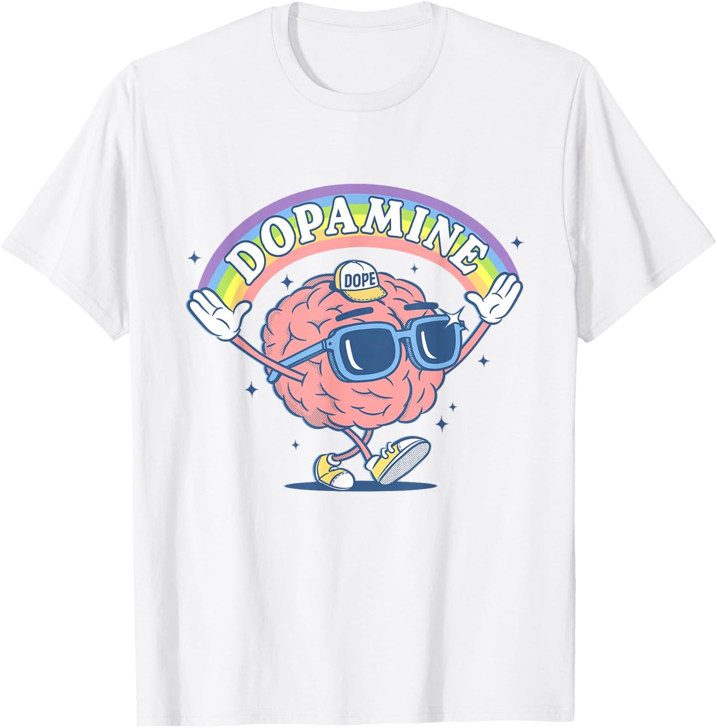 Funny Dopamine Rainbow Brain T-Shirt - T-Shirt | White