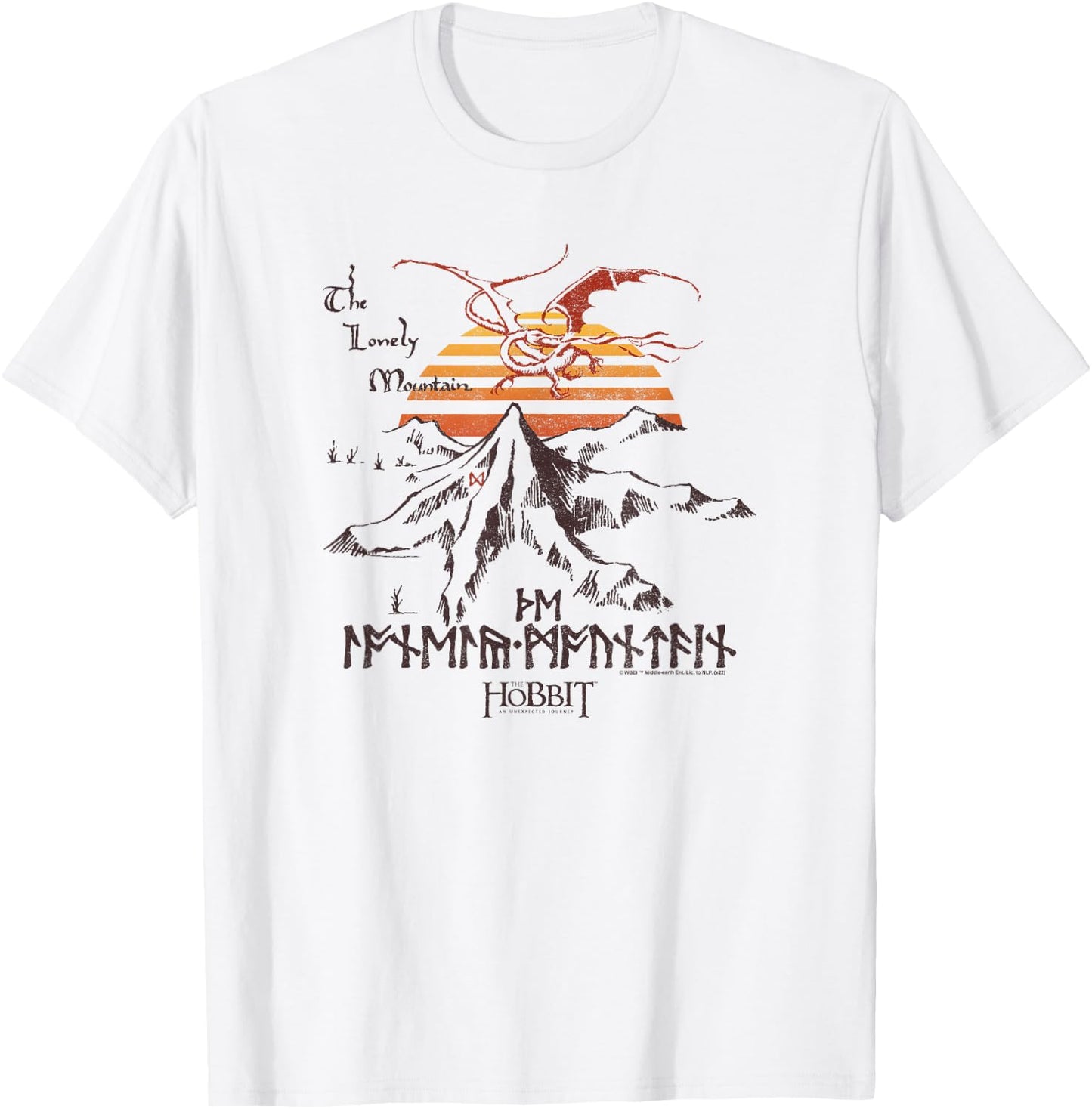 The Hobbit The Lonely Mountain Dragon Sunset T-Shirt - T-Shirt | White