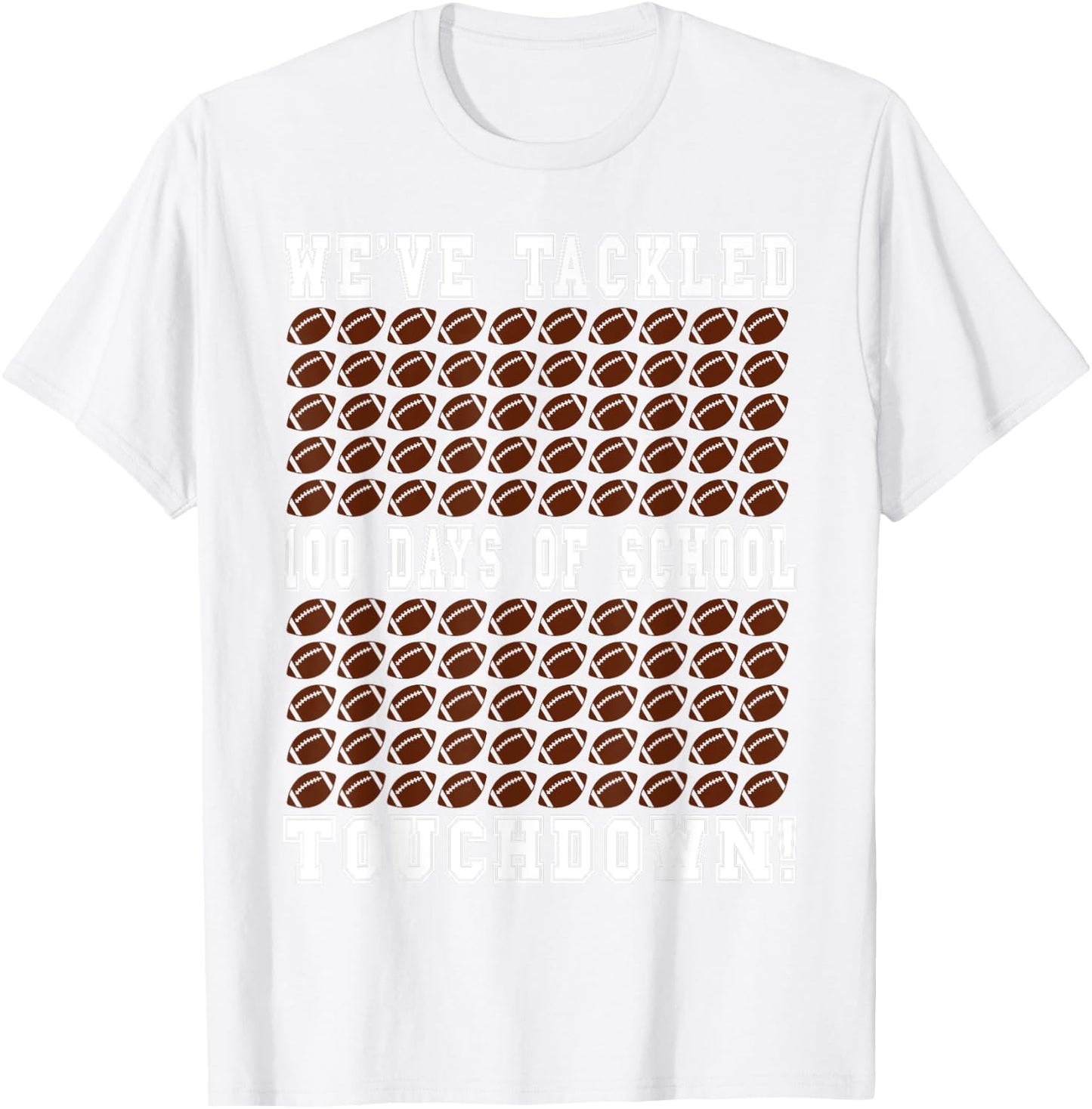 Football Counting 100 Days of School T-Shirt - T-Shirt | White